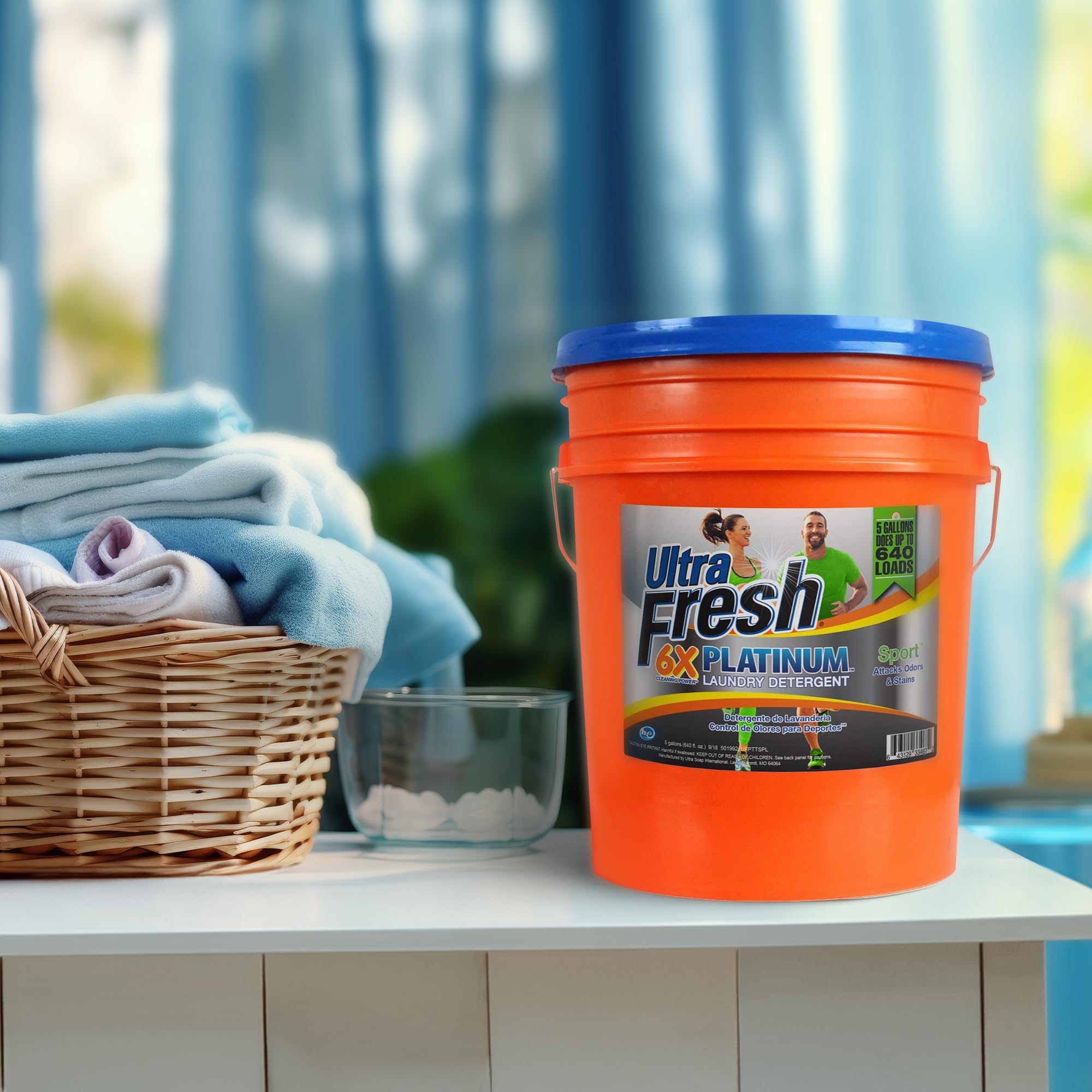 Platinum Sport 5 Gallon 6x Concentrated Laundry Detergent - Works in All Washing Machines (HE, Top Load, Front Load) - 640 Loads per Jug with Convenient Pump (4 Pack) - Perfect for Large Families, Gyms, and Sports Teams