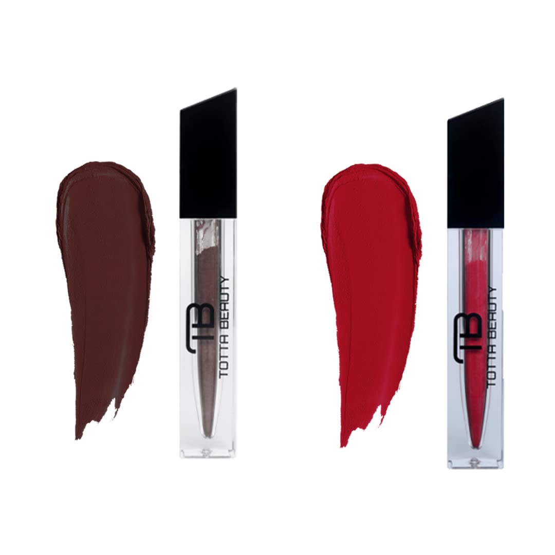 Totta Beauty Magic Air Powder Lipstick Combo Pack - Dark Chocolate & Mahogany | 100% Vegan Natural Hydrating Lipstick with Vitamin E | Long Lasting Moisturizing Lip Color for Daily Wear, Parties & Special Occasions