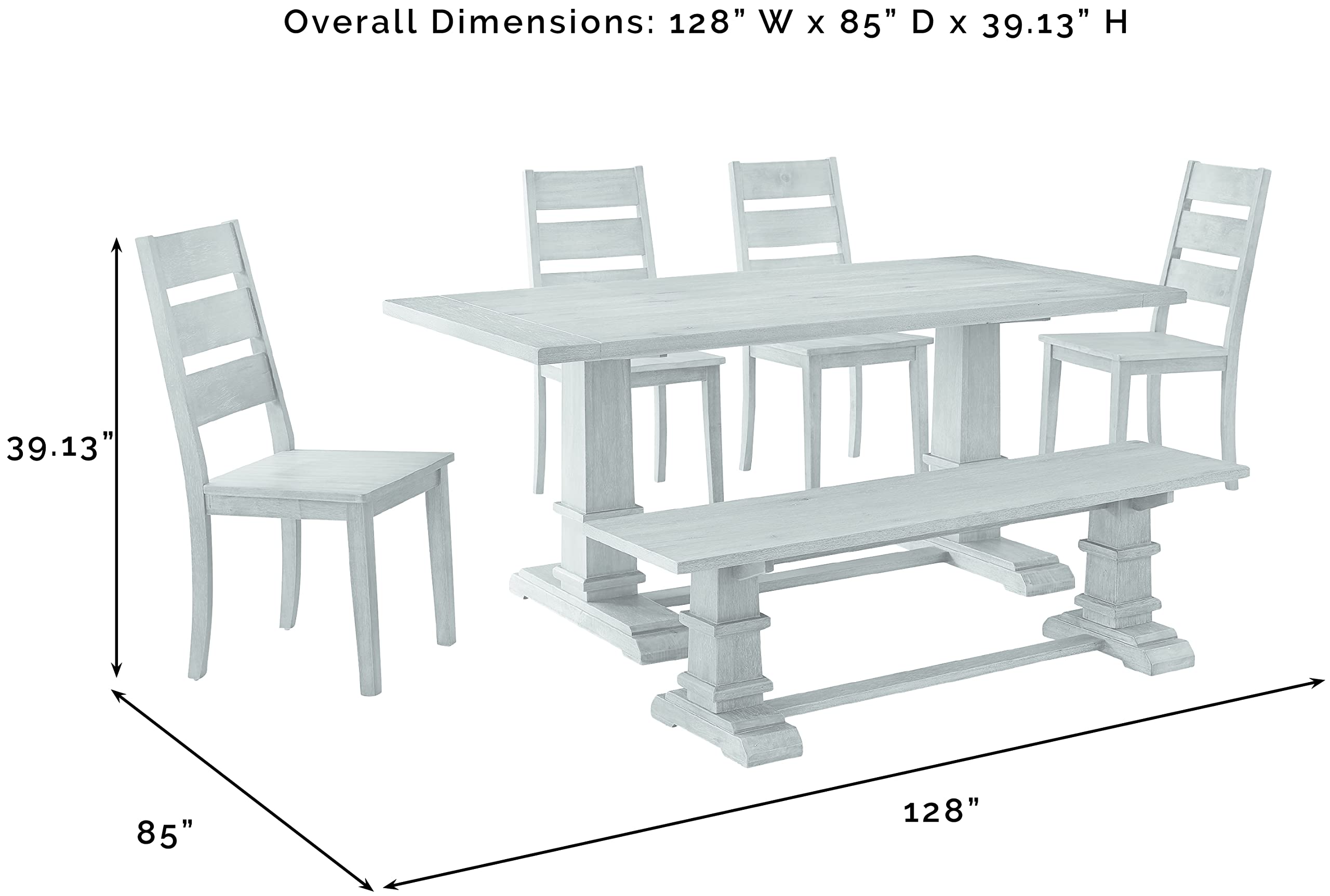 Crosley Furniture Joanna 6-Piece Modern Farmhouse Dining Table Set for 7 with 4 Ladderback Chairs and a Bench, Rustic Brown - Perfect for Family Dinners, Entertaining Guests & Farmhouse-Style Dining Rooms