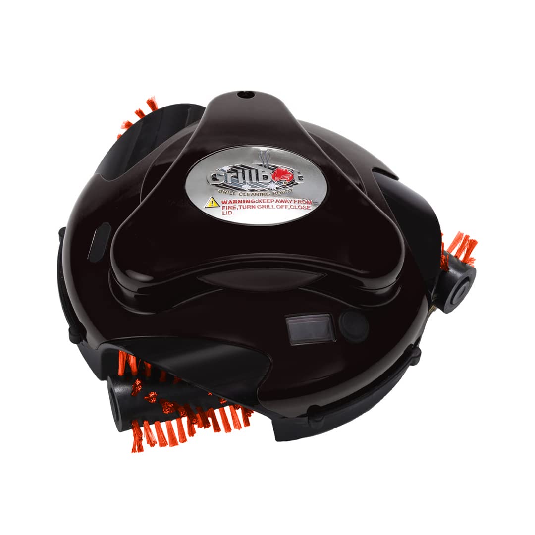 GRILLBOT Automatic Grill Brush for Outdoor BBQ Cleaning - Heavy Duty Stainless Steel Grill Scrubber with Replaceable Pads - Perfect for Gas, Charcoal & Electric Grills - Great Gift for Men, Dad & Grill Masters (Black) - Ideal for Backyard Cookouts, Camping & Tailgating Parties