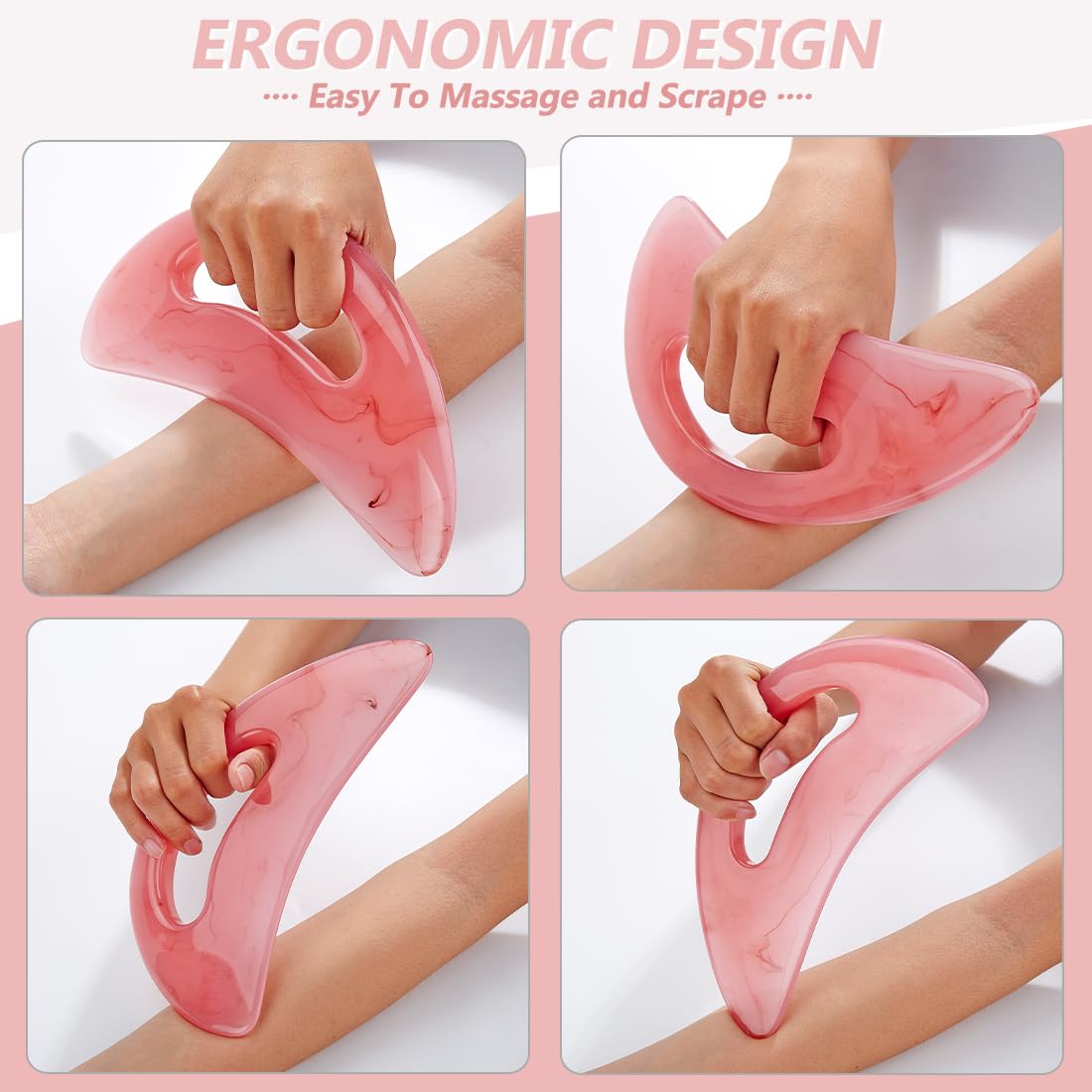 Large Body Gua Sha Tool - Pink Resin Gua Sha Massager for Face, Back, Legs & Body Sculpting | Cellulite Reduction & Lymphatic Drainage | Perfect for Spa, Home Relaxation & Self-Care Routine