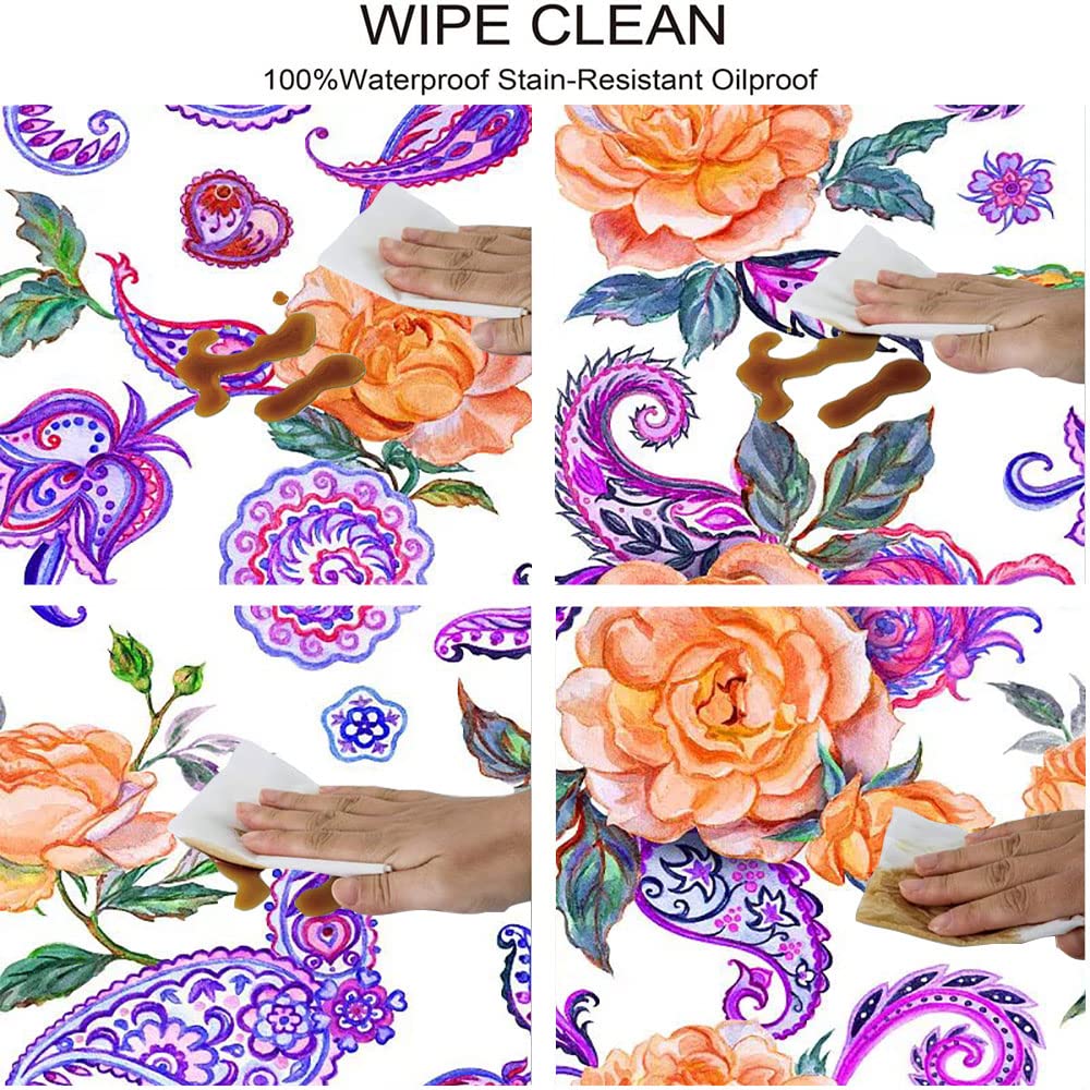 Elegant Paisley Round Tablecloth with Elastic Edge - 3D Printed Design for 32 Inch Dining Tables - Perfect for Buffet Parties, Camping & Outdoor Events - Washable & Wrinkle-Resistant Polyester Fabric