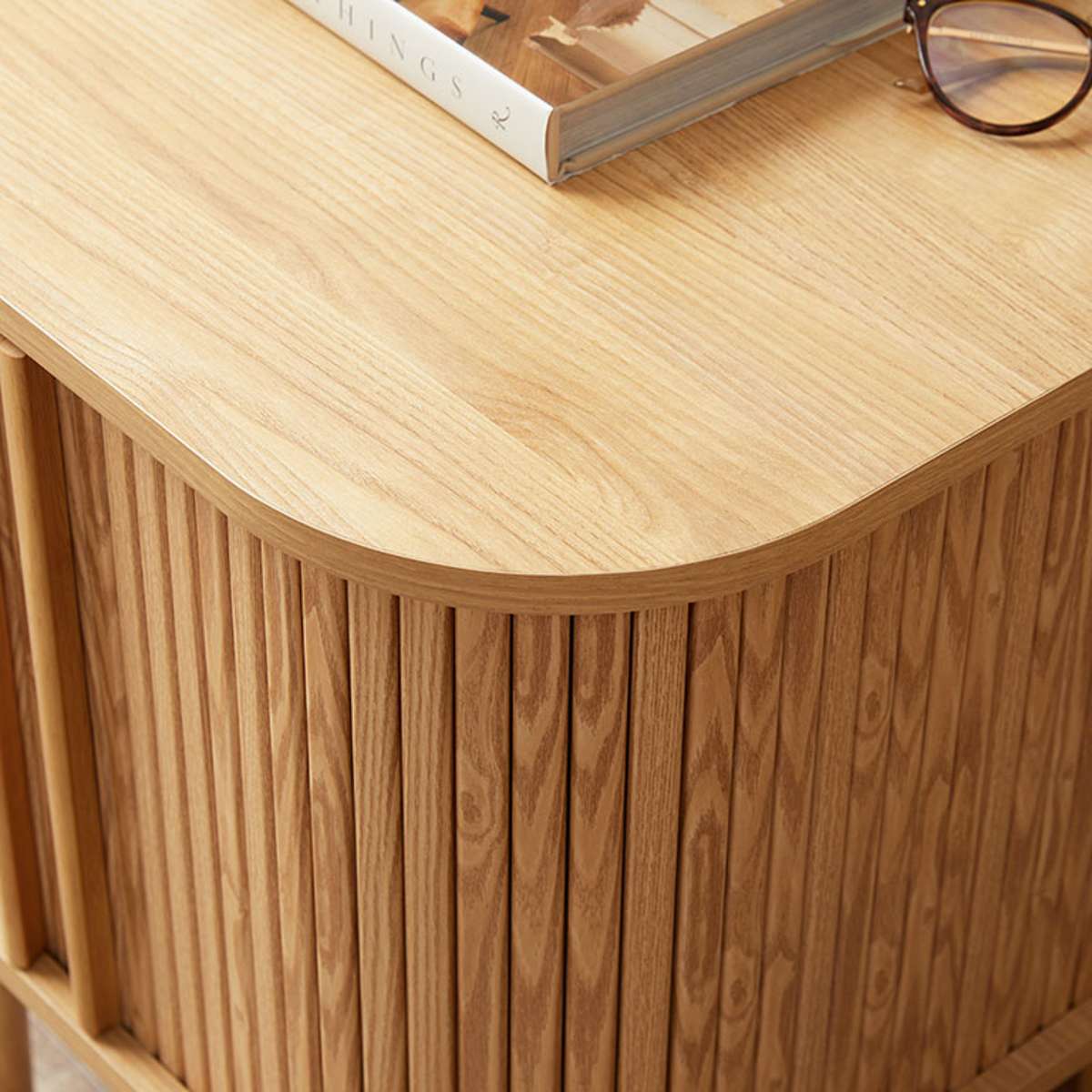 Maeve Solid Wood Bedside Table - Natural Finish | Nightstand with Storage Shelf for Bedroom, Living Room, or Office