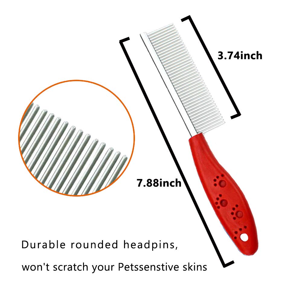 Pet Grooming Comb for Dogs & Cats - Stainless Steel Deshedding Brush for Matted Fur, Knots & Tangles - 2 Pack Small Pet Combs for Shedding Control & Hair Removal - Perfect for Daily Grooming & Coat Maintenance at Home