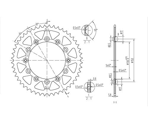 BikeMaster Rear Steel 48 Tooth Sprocket - Compatible with Honda NX250 1988-1990 | Durable Motorcycle Replacement Part for Off-Road & Street Riding