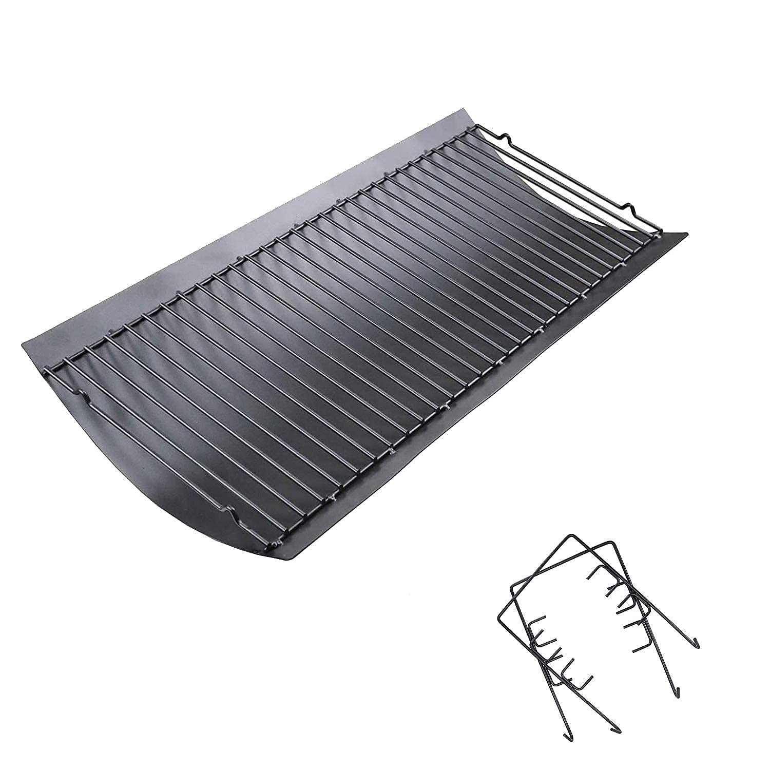 Uniflasy 27-Inch Ash Pan & Drip Pan with Cast Iron Cooking Grate for Char-Griller Smoker - Perfect for BBQ, Grilling, and Outdoor Cooking