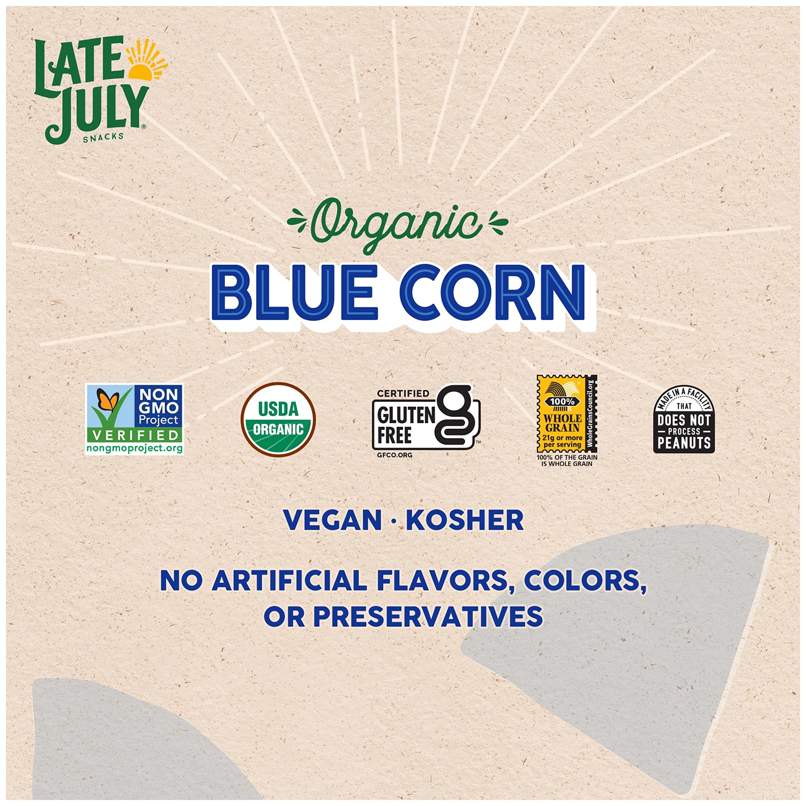 Organic Blue Corn Tortilla Chips by Late July Snacks | Gluten-Free, Non-GMO | 10.1 Oz Bag | Perfect for Parties, Snacking & Healthy Diets