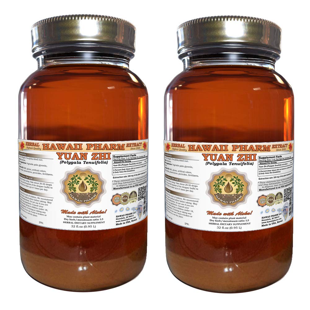 Polygala Tenuifolia (Yuan Zhi) Tincture - 2x32 oz Organic Dried Root Liquid Extract - Herbal Supplement for Stress Relief & Sleep Support - Natural Remedy for Anxiety & Mental Clarity