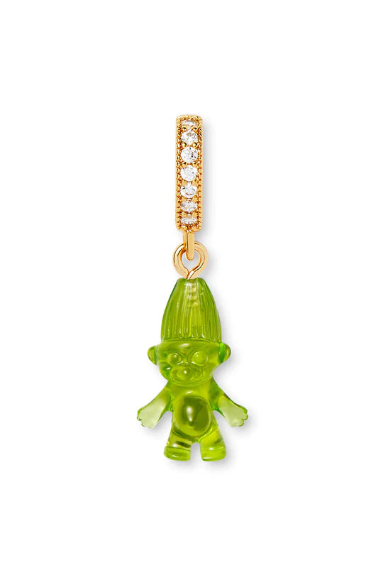 Norwegian Lucky Troll Translucent Pendant with Pave Gold Connector - Perfect for Necklaces, Bracelets & Gift Giving