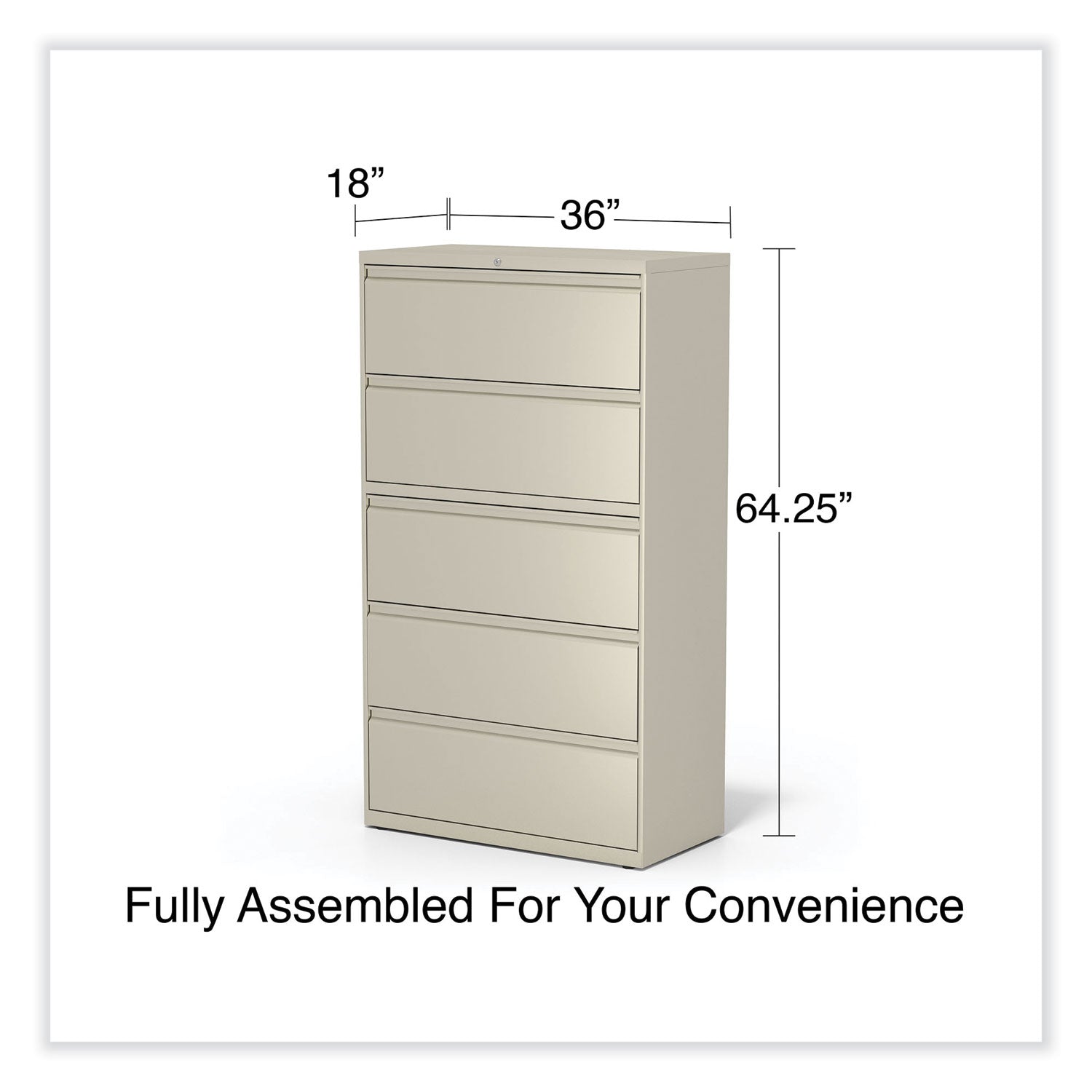 Alera® 5-Drawer Lateral File Cabinet - Legal/Letter/A4/A5 Size - Putty Finish - 36