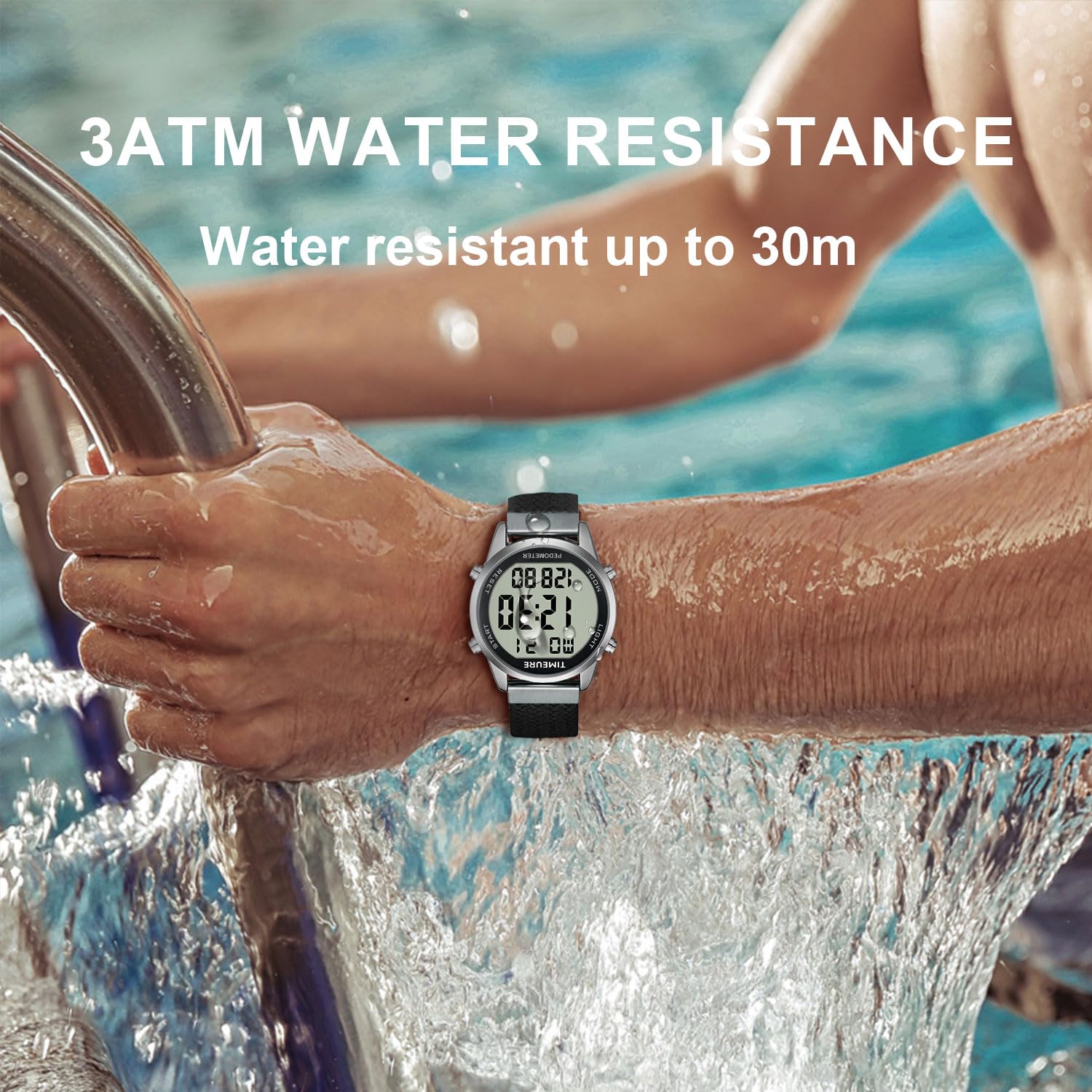 Accurate Pedometer Watch for Men - Step Counter, Waterproof, Large Display | Fitness & Running