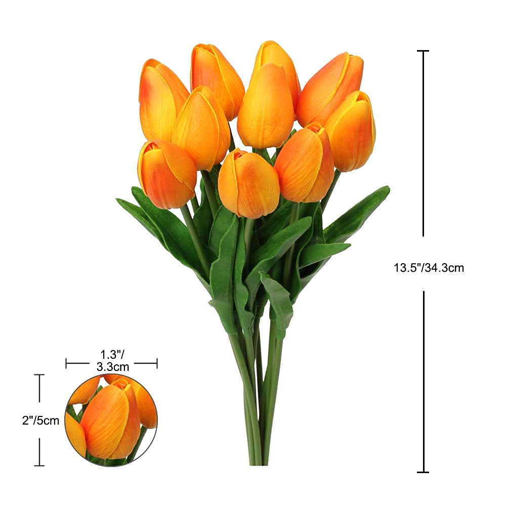 20 Pcs Real Touch Artificial Tulips - 13.5