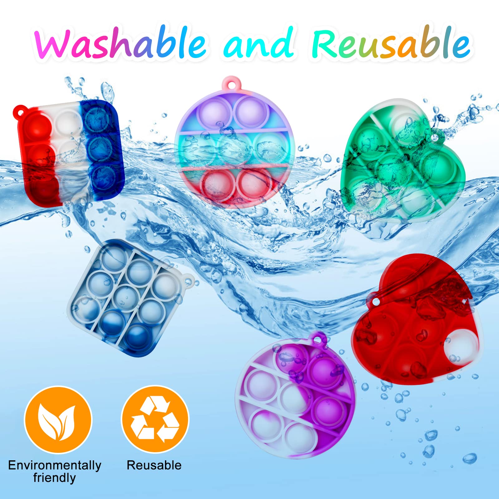 21Pcs Mini Fidget Keychain Toys - Bulk Pop Party Favors for Kids, Easter Egg Fillers, Valentine's Day Classroom Exchange Gifts & Prizes for Boys and Girls - Stress Relief Sensory Toys for School, Travel and Birthday Parties