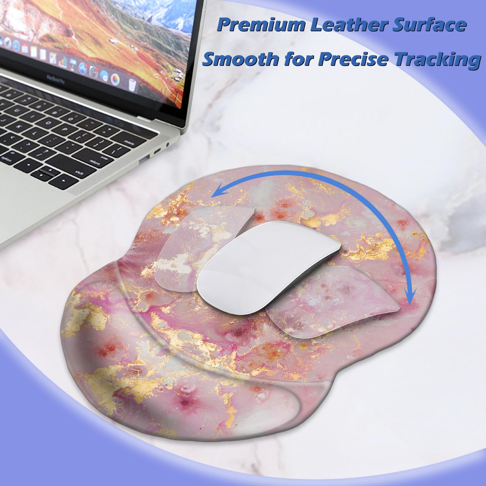 Ergonomic Non-Slip Gel Wrist Mouse Pad with Comfort Support - 8.7