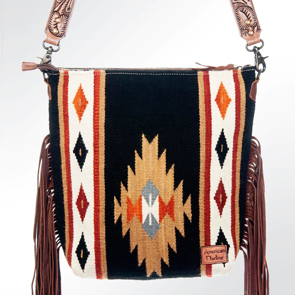 Stylish American Darling Black & Gold Aztec Crossbody Bag for Women | Trendy Boho Purse for Everyday Use, Parties & Travel Accessories