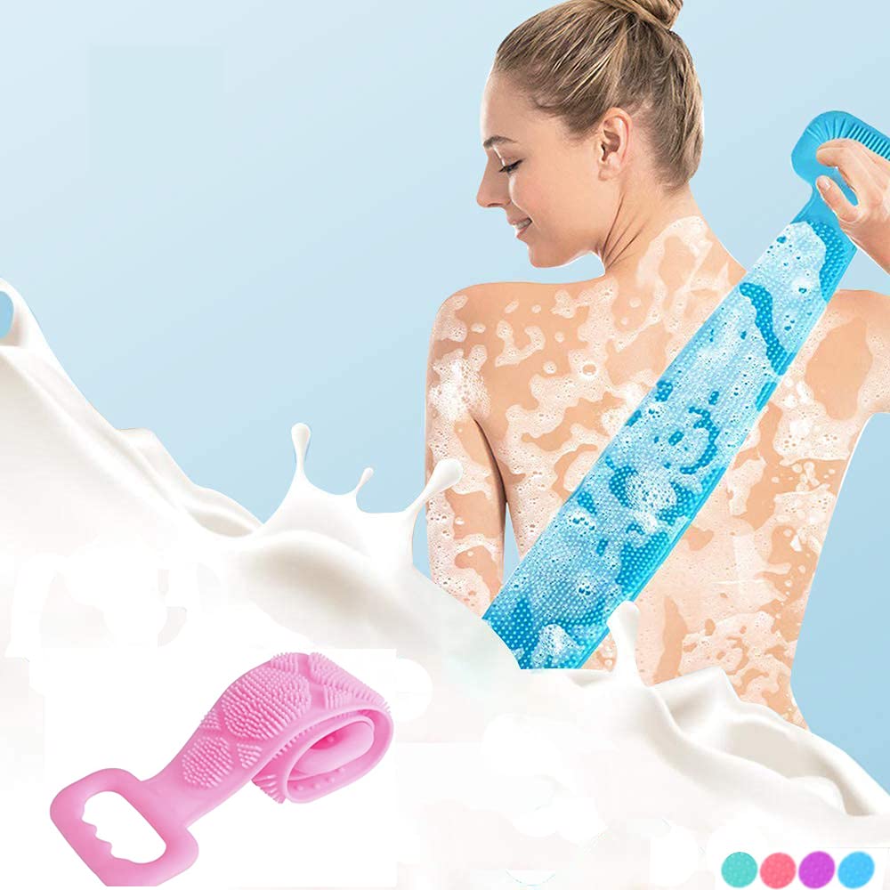 Zoreo Exfoliating Back Scrubber Belt - Body Wash Brush & Loofah for Dry Brushing - Skin Exfoliation for Men, Women & Kids - Multicolor (Pack of 1) - Perfect for Shower, Bath & Spa Relaxation