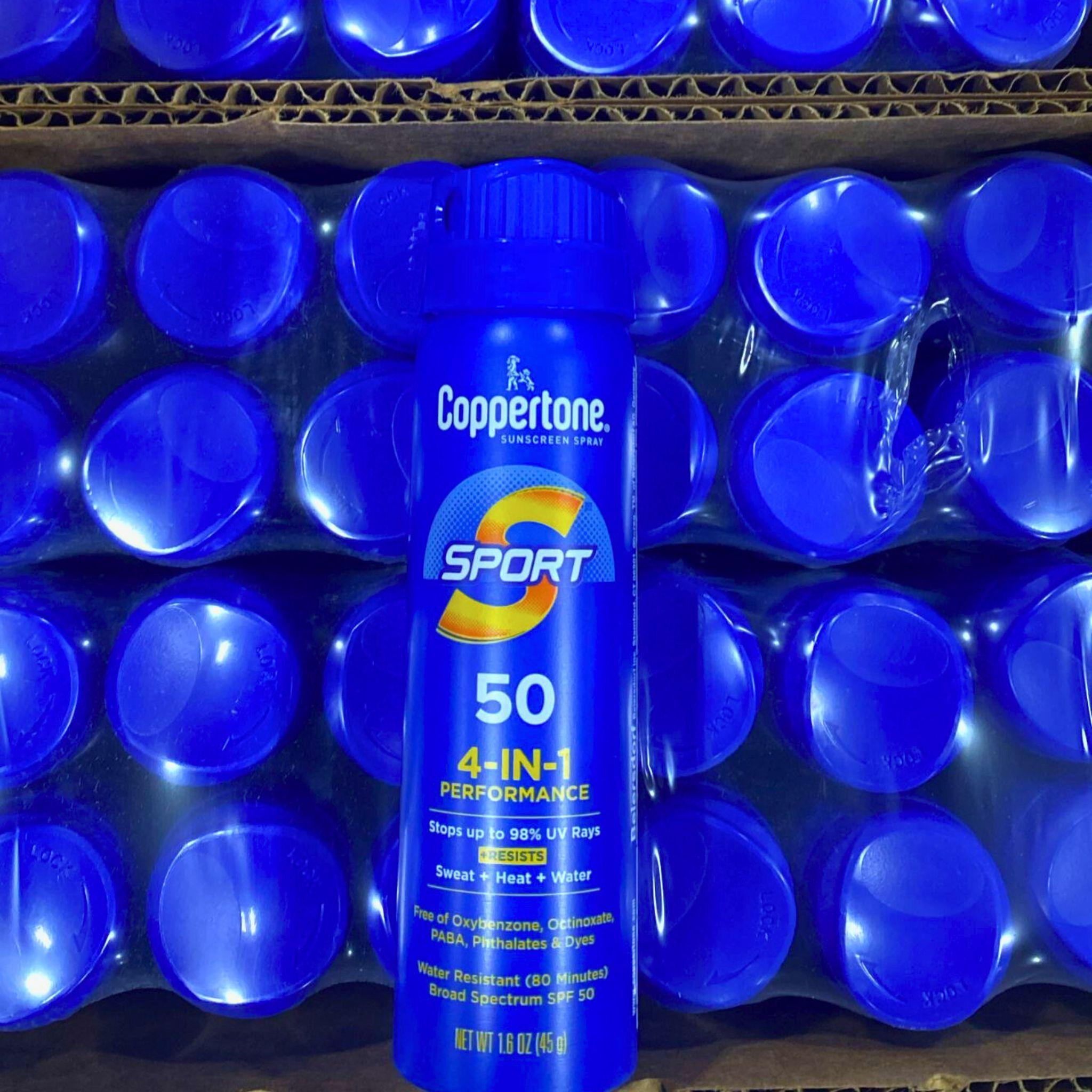 Coppertone SPF 50 Sunscreen Spray for Sports - 4-in-1 Performance Sun Protection, Water Resistant, UVA/UVB Protection (50 Pack Bulk) - Perfect for Outdoor Activities, Beach, Swimming & Sports