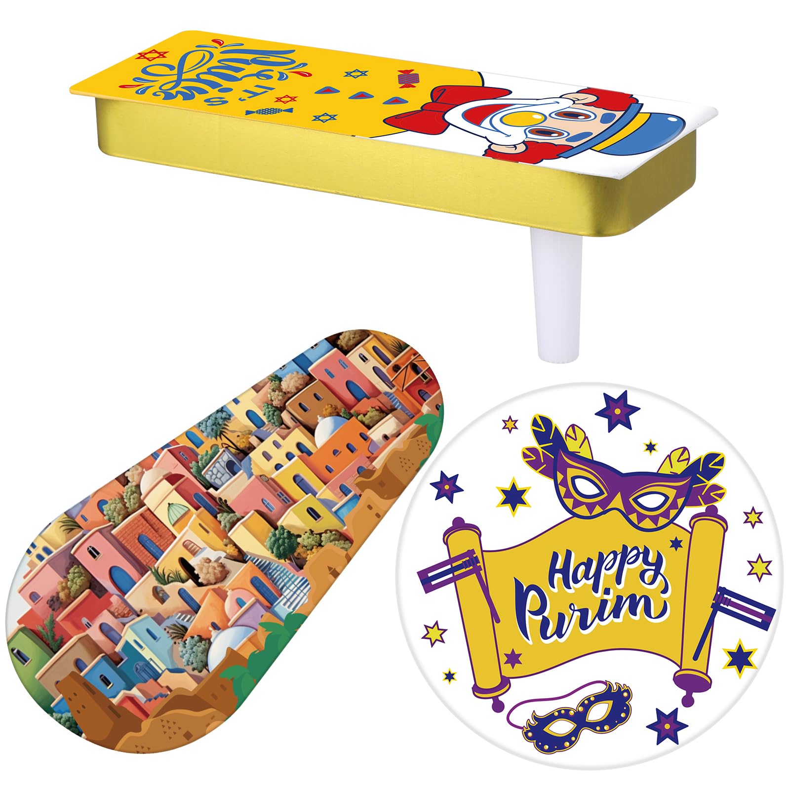 144 Pack Bulk Metal Purim Gragger Noisemakers - Assorted Shapes for Purim Celebrations, Jewish Holidays, Parties & Festive Events