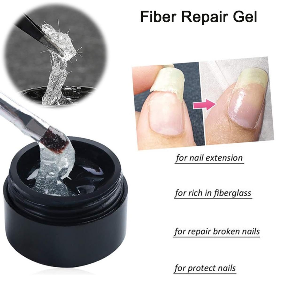 Instant Cracked Nail Repair Gel - 5g Nail Strengthener for Damaged, Fragile & Broken Nails - Professional Nail Care Solution for Salon & Home Use - Restores Weak Nails Fast (1 Pack)