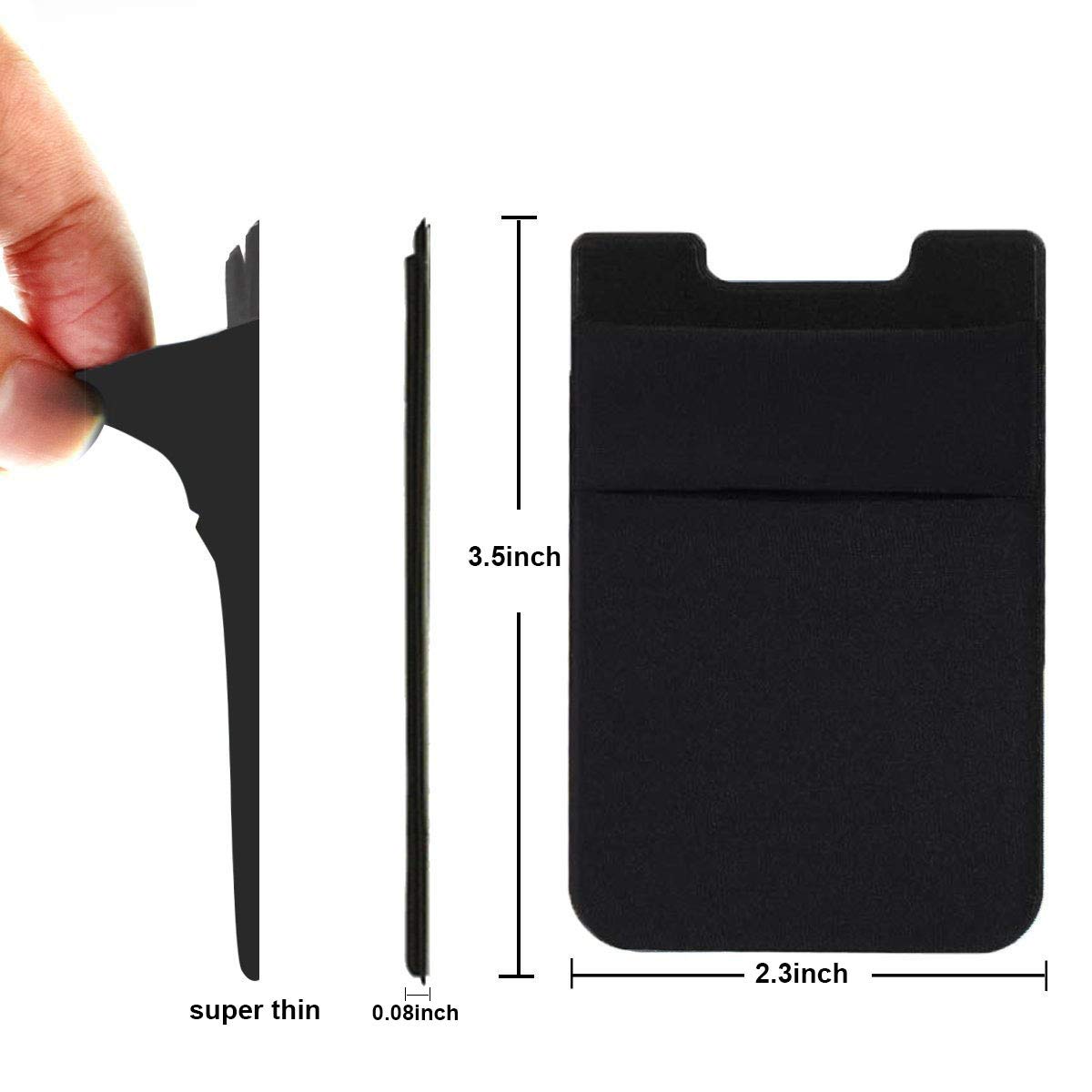 2 Pack Adhesive Phone Pocket - Stick On Card Wallet Sleeve for iPhone & Android - Secure Credit Card/ID Holder with Strong Sticker - Perfect for Gym, Travel & Everyday Use - Black