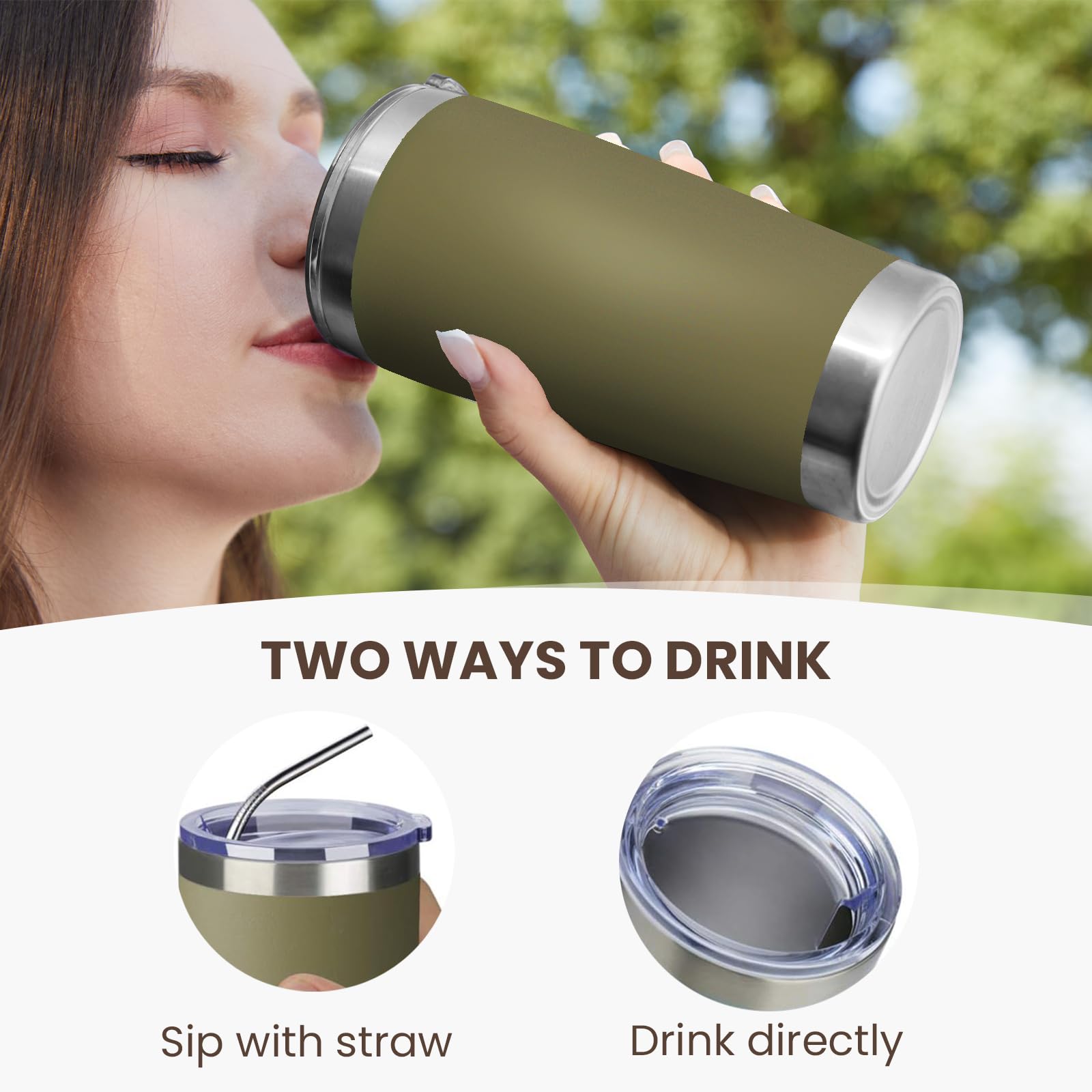 MEWAY 20oz Stainless Steel Tumbler 12 Pack - Double Wall Vacuum Insulated Travel Mug with Lid & Straw - Bulk Powder Coated Coffee Cups for Hot & Cold Drinks (Army Green) - Perfect for Office, Gym, Camping and Outdoor Activities