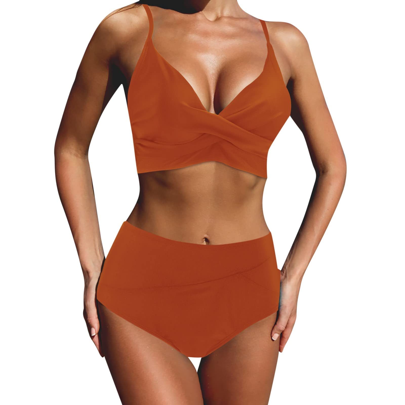 Sexy Red High V Bikini Set for Women - Beach & Pool Swimwear