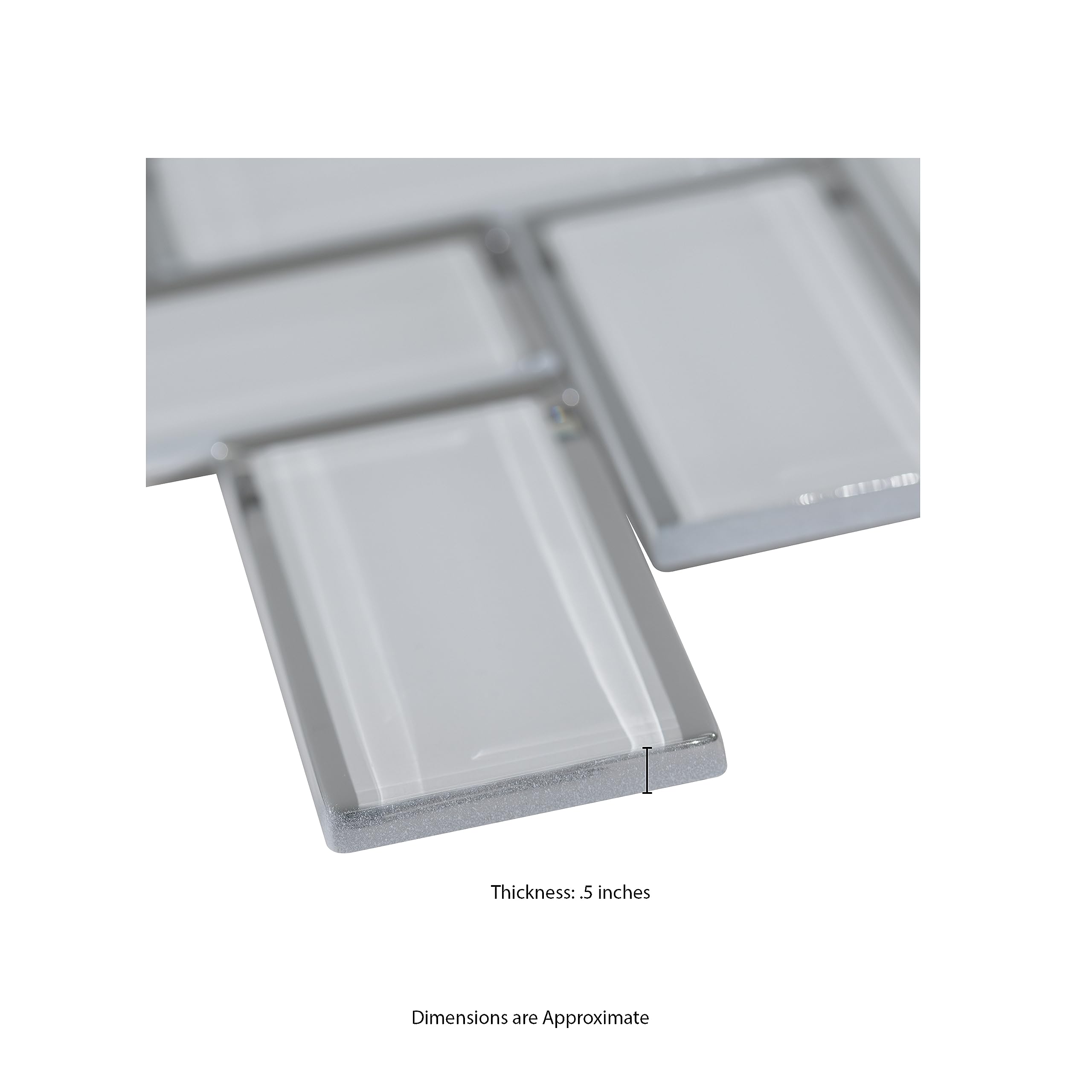 MSI Ice Bevel Herringbone Glass Mosaic Tile 13.86