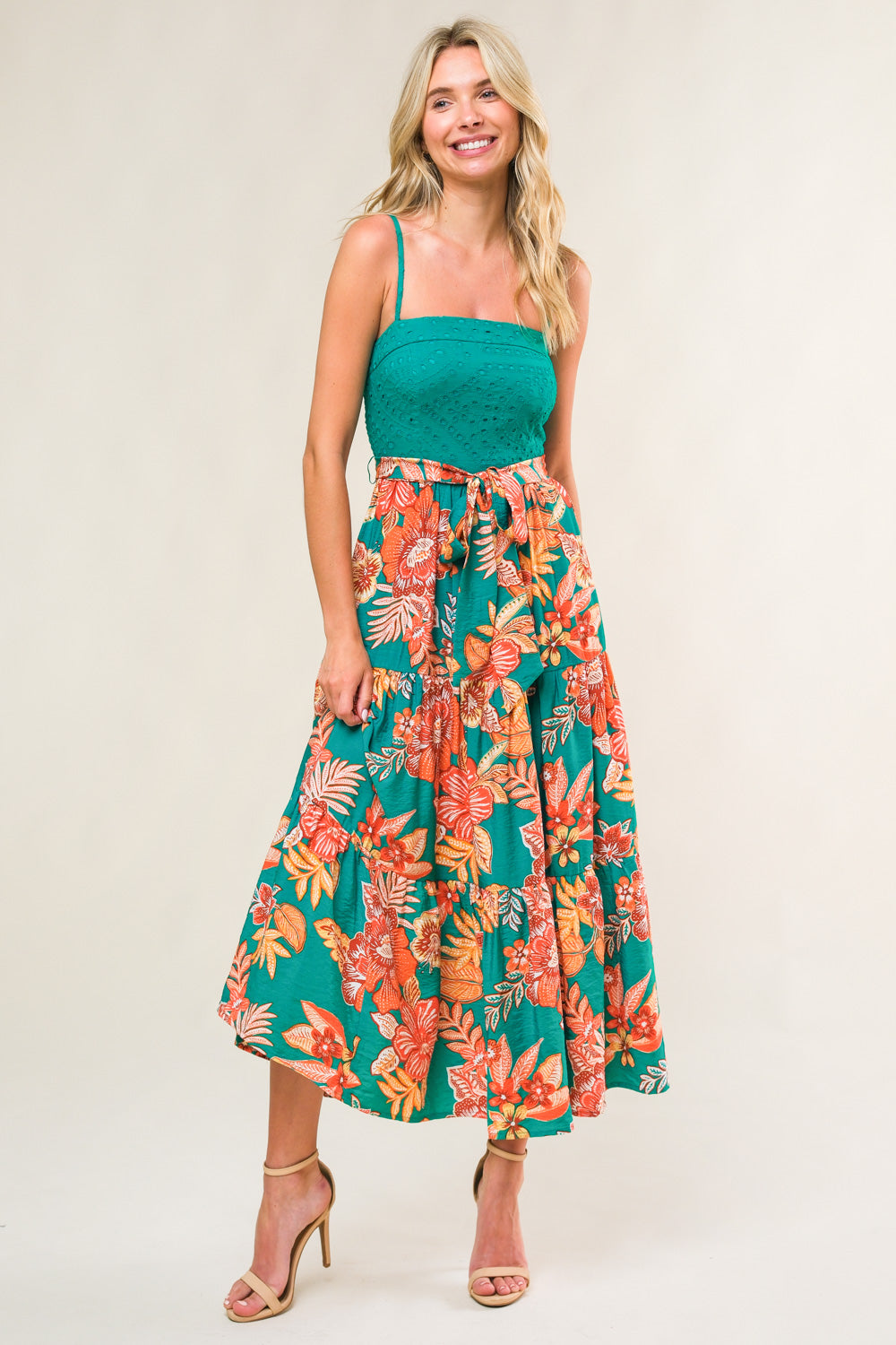 EVERMORE ELEGANCE Women's Woven Midi Dress - Flowy A-Line Summer Dress for Casual Wear, Office & Special Occasions