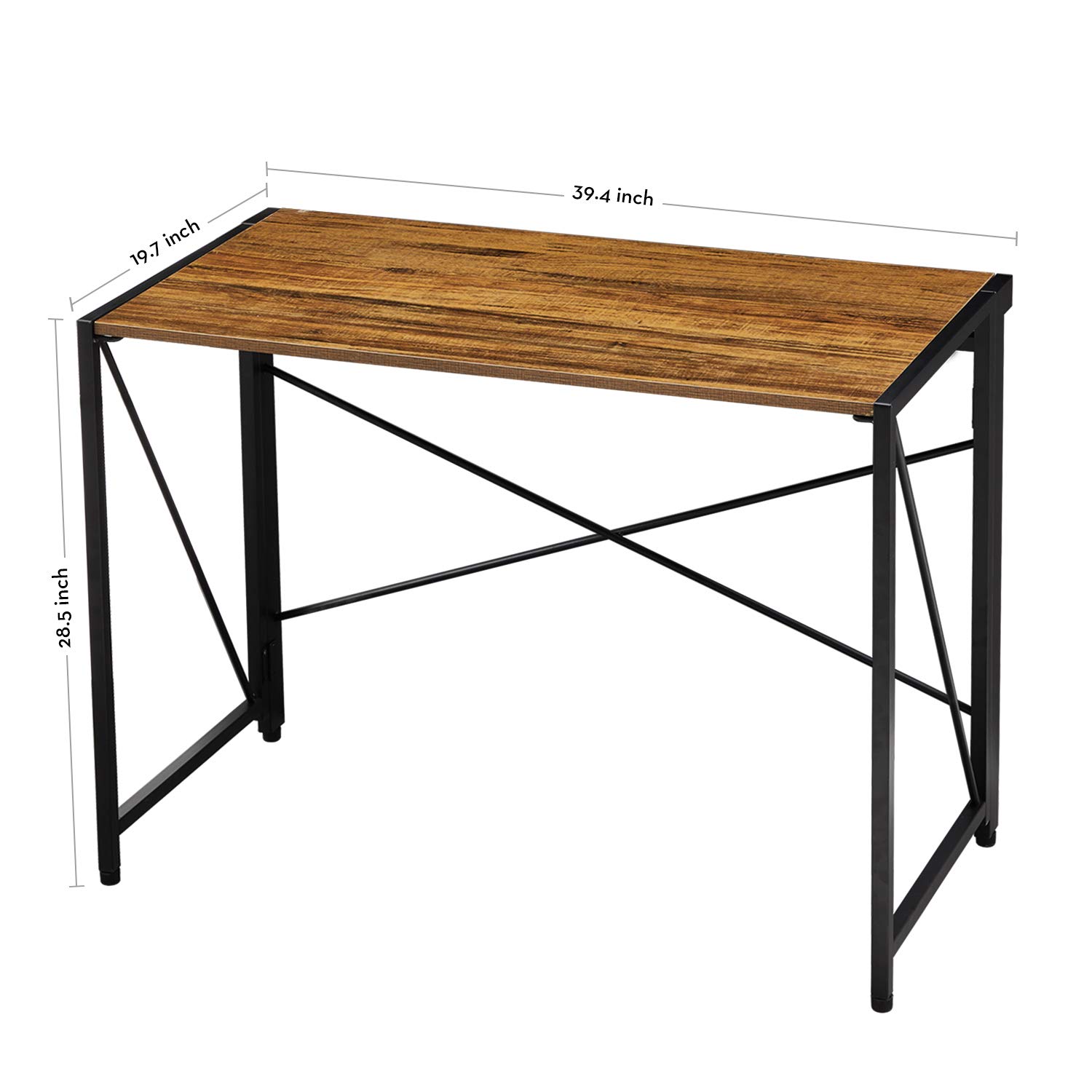Modern Small Computer Folding Desk for Home Office - 39 Inch Rustic Brown Compact Writing Table | Space-Saving Study Desk for Small Apartments, Dorm Rooms & Workspaces