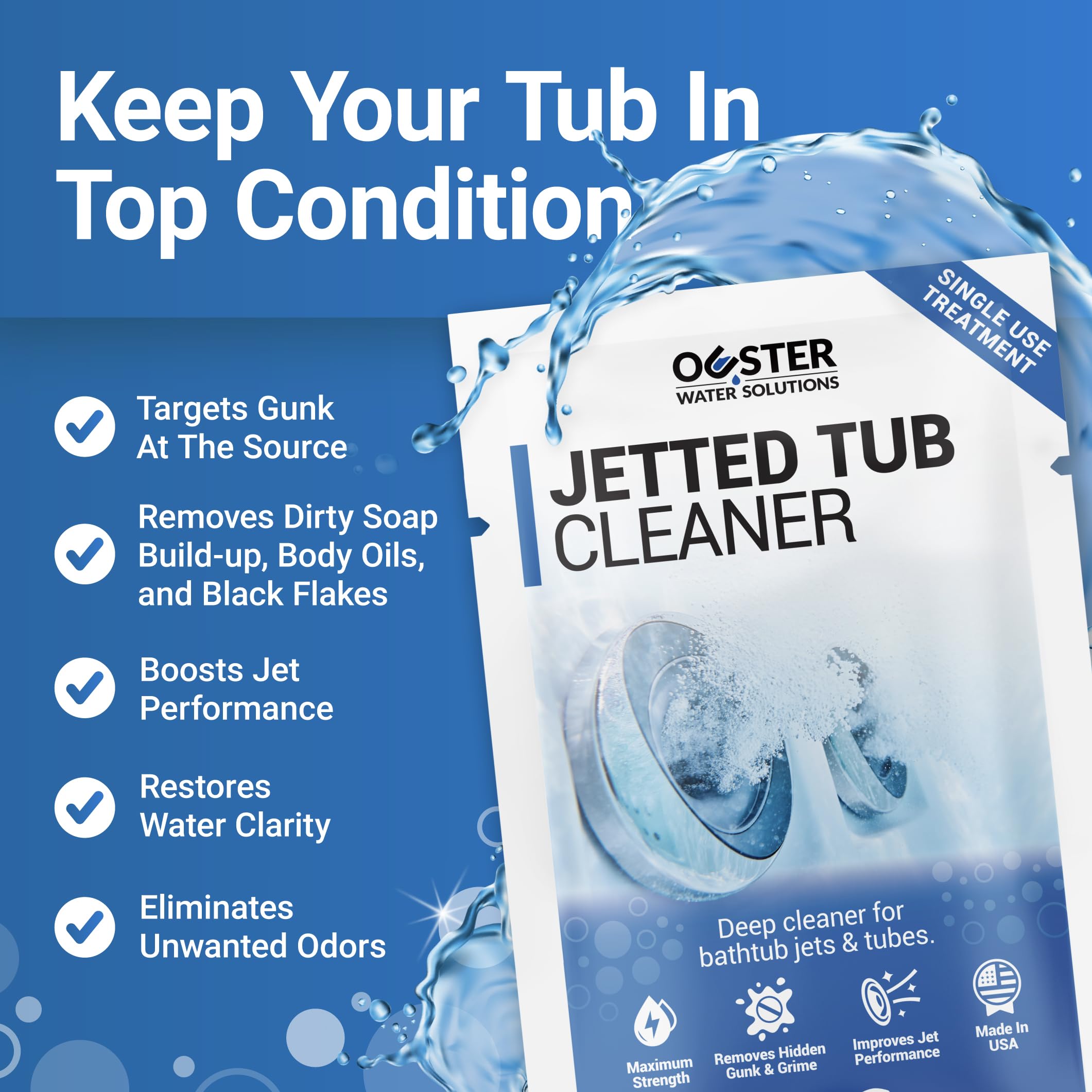 Jetted Tub Cleaner Kit - Professional Grade Formula for Jacuzzi & Bathtub Jets, Tubes, and Surfaces - Includes Microfiber Towel - Made in USA - Perfect for Deep Cleaning Hot Tubs, Whirlpools, and Spa Maintenance