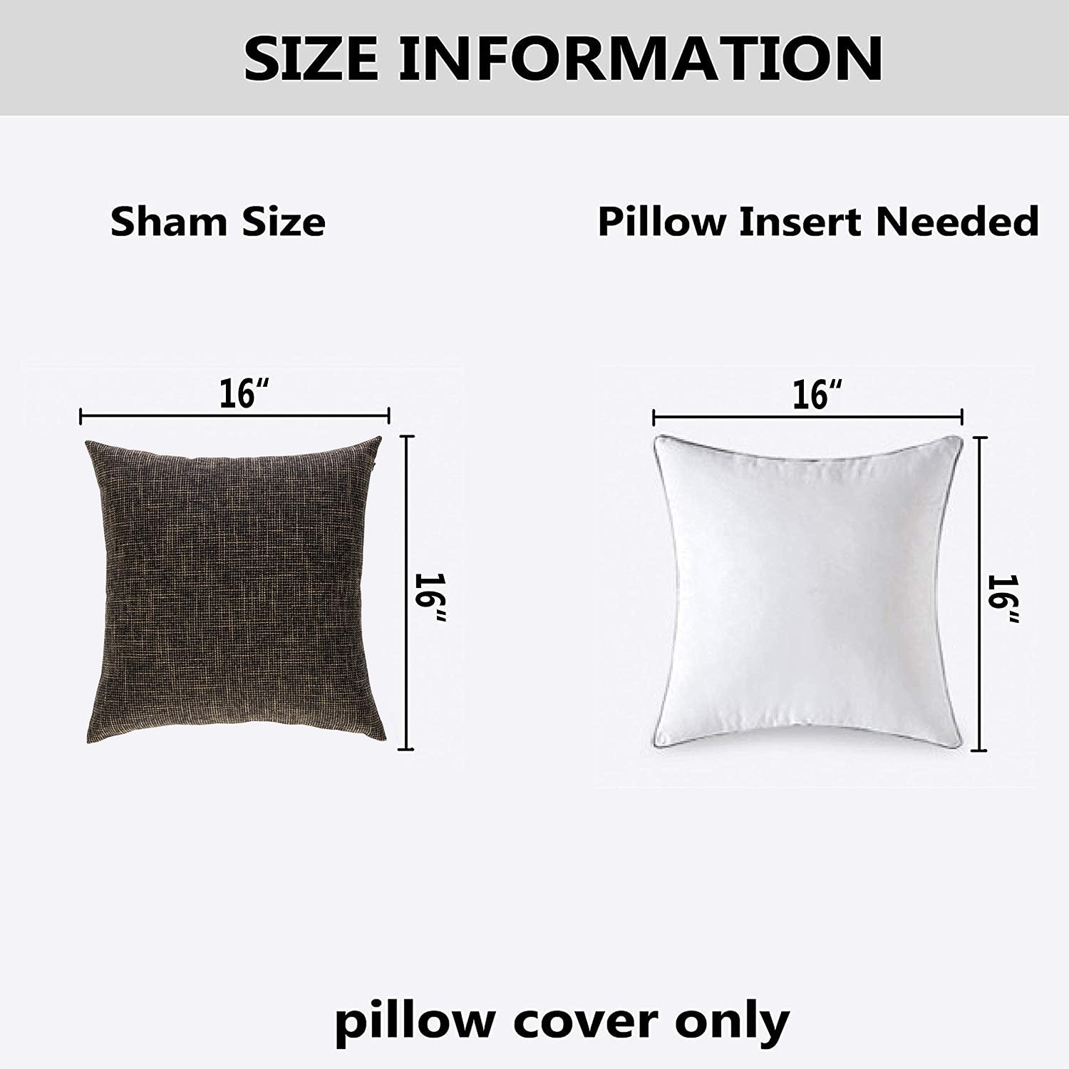 Kevin Textile 2-Pack Decorative Square Pillow Covers 16x16 Inches (40cm) - Black & Gold Outdoor Throw Pillow Covers for Patio Chairs, Sofa & Home Decor | Weather-Resistant & Stylish Accent Pillows