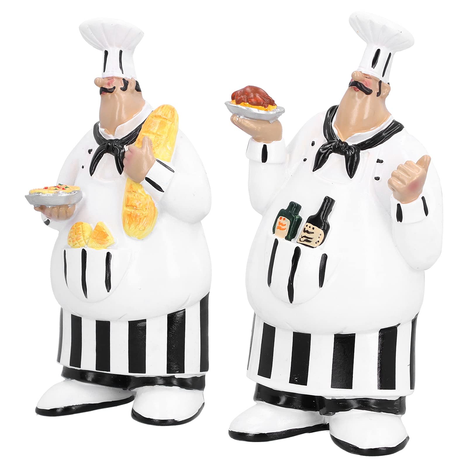 Resin Chef Figurine - Mustache Chef Wall Decor (2-Pack) - Handcrafted Kitchen & Bar Decorations for Coffee Shops, Living Rooms & Offices - Perfect for Restaurant Theme Decor & Gift Ideas