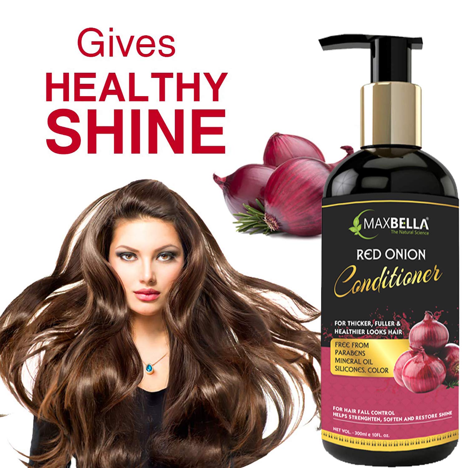 MAXBELLA® Onion Hair Conditioner for Hair Growth & Fall Control - Sulfate, Paraben, Mineral Oil & Silicone Free - 300ml Hair Care for Men & Women - Perfect for Damaged, Dry & Frizzy Hair at Home or Salon Use