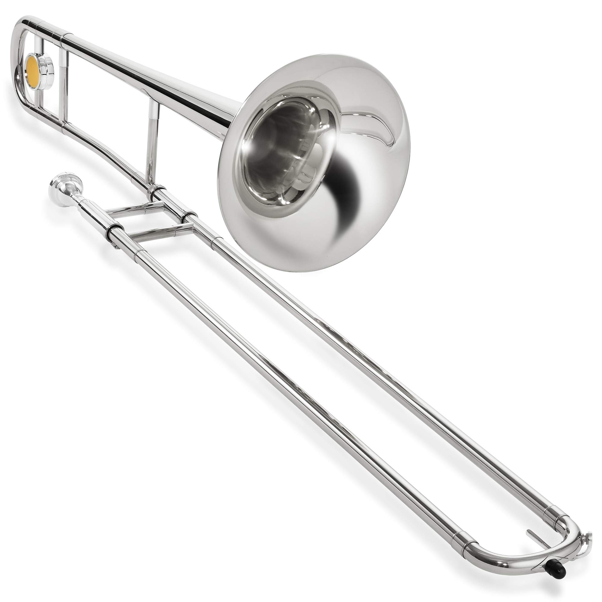 Ashthorpe Bb Tenor Slide Trombone with Nickel Plated Finish - Includes Case, Mouthpiece, Gloves & Cleaning Kit | Professional Brass Instrument for School Band, Jazz Ensemble & Orchestra Performances