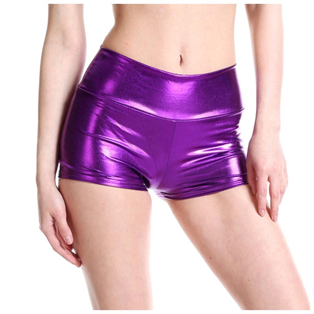 Sexy Women's Solid Leather Lingerie Shorts - Stretchy Metallic Mini Pants for Slim Buttocks & Party Wear | Perfect for Nightclubs, Date Nights & Special Occasions