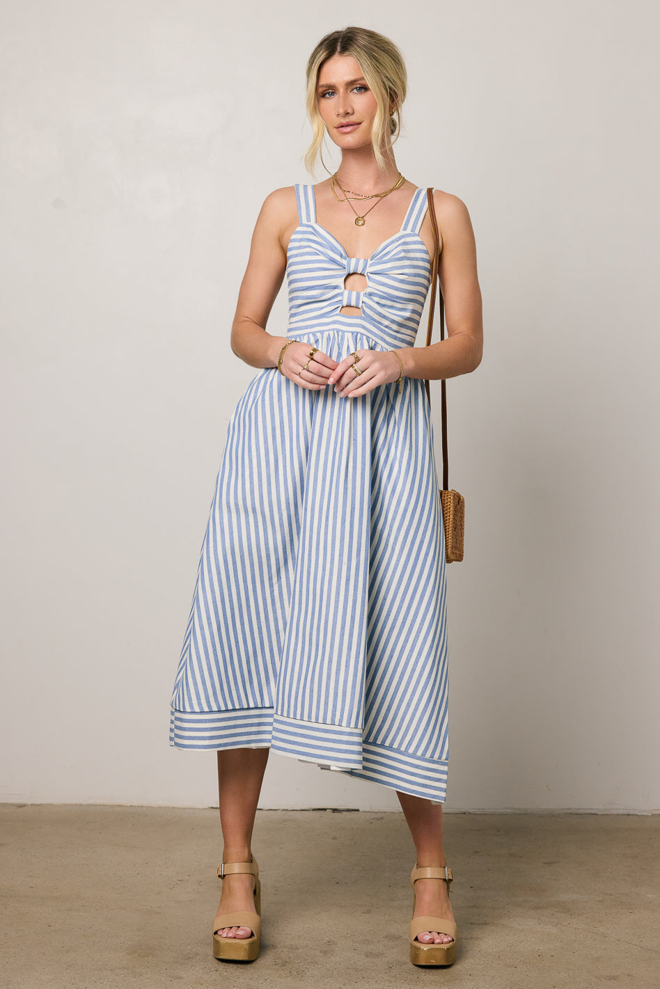 Archie Striped Midi Dress for Women - Flowy Summer Casual Dress with Pockets | Perfect for Beach Vacations, Brunch Dates & Office Wear