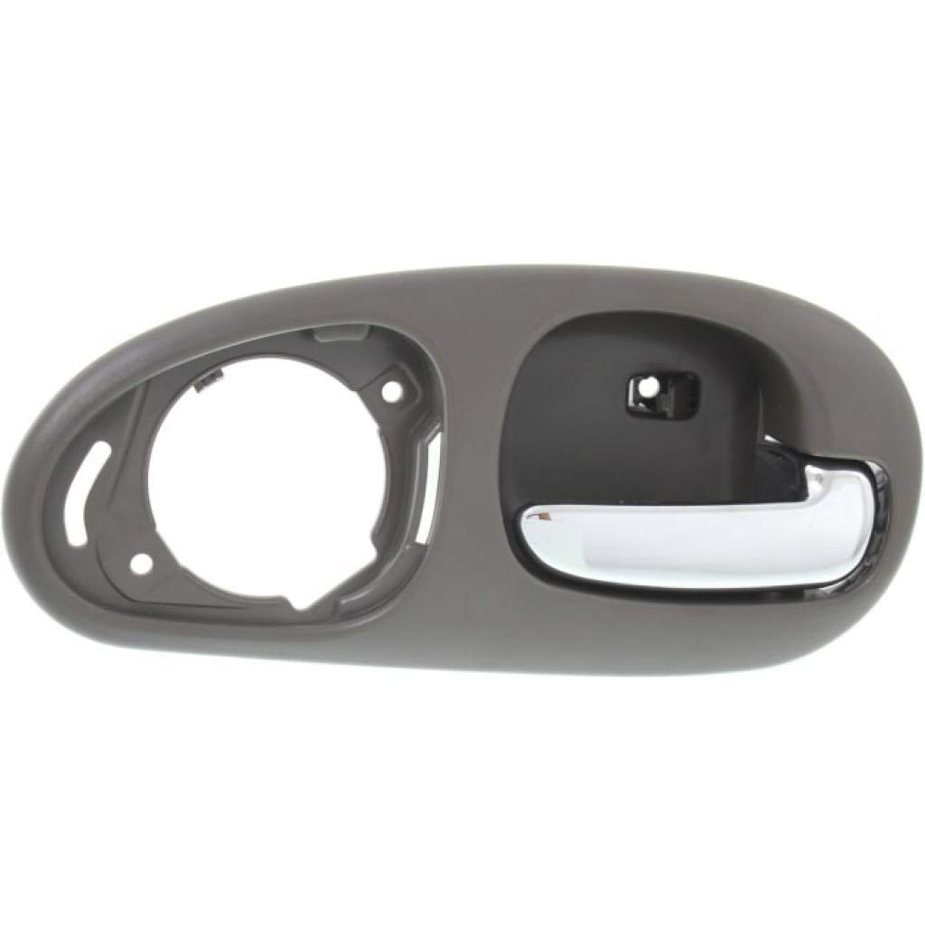 Chrysler LHS Rear Passenger Side Interior Door Handle - Gray Bezel with Chrome Lever (1999-2001) | Includes Door Lock Hole | Base Trim | Perfect for Car Restoration & DIY Auto Repair