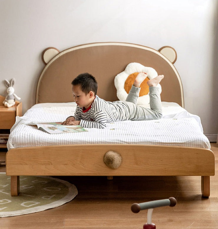 Solid Wood Bear Box Bed - Handcrafted from Premium Beech & Oak - Durable & Stylish Storage Solution for Kids' Rooms, Nurseries, and Cabin Decor