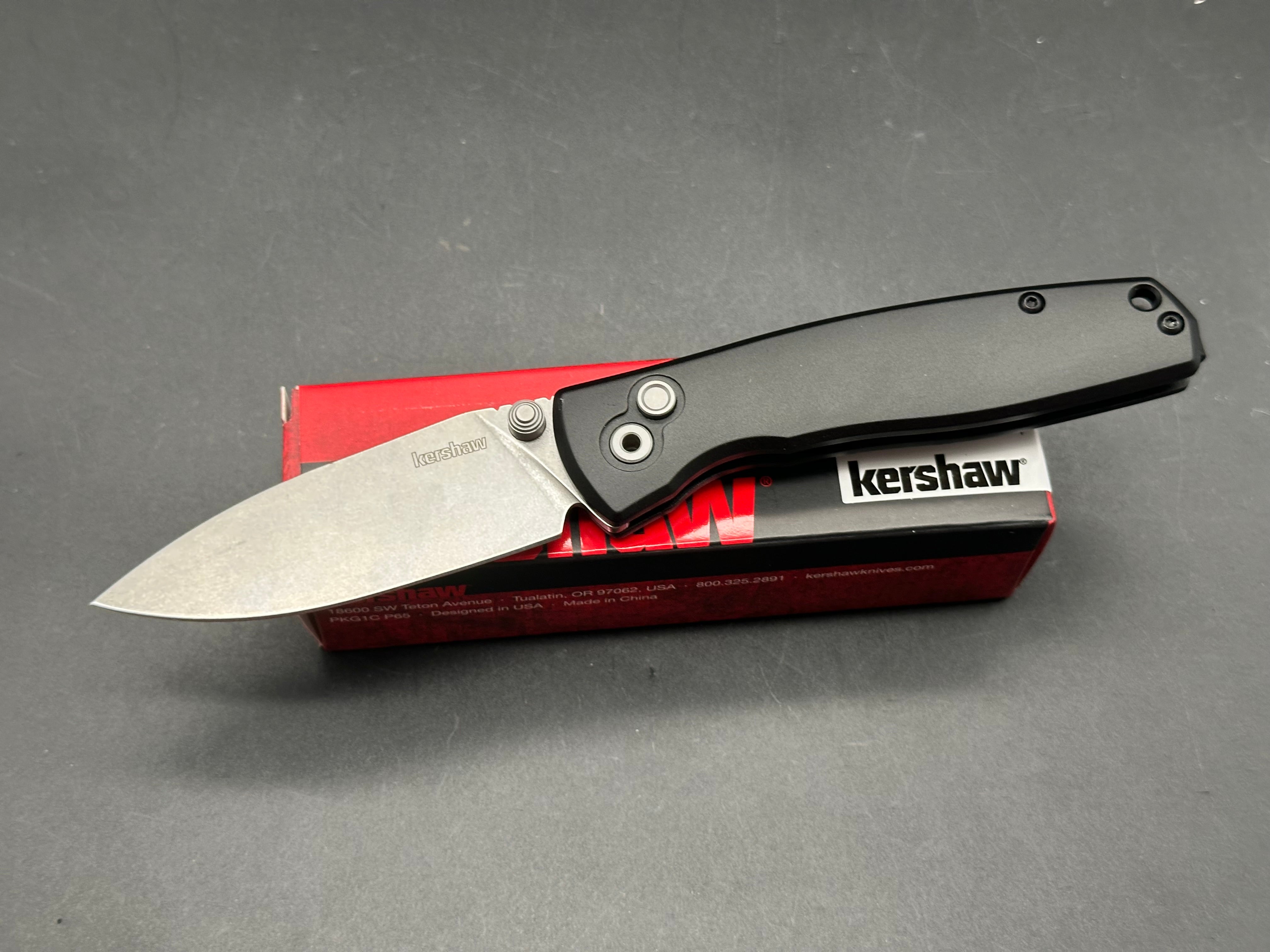 Kershaw Kindred Black Aluminum Handle D2 Spear Point Plain Edge Knife - Outdoor Camping, Hunting, Survival & EDC Tactical Folding Knife