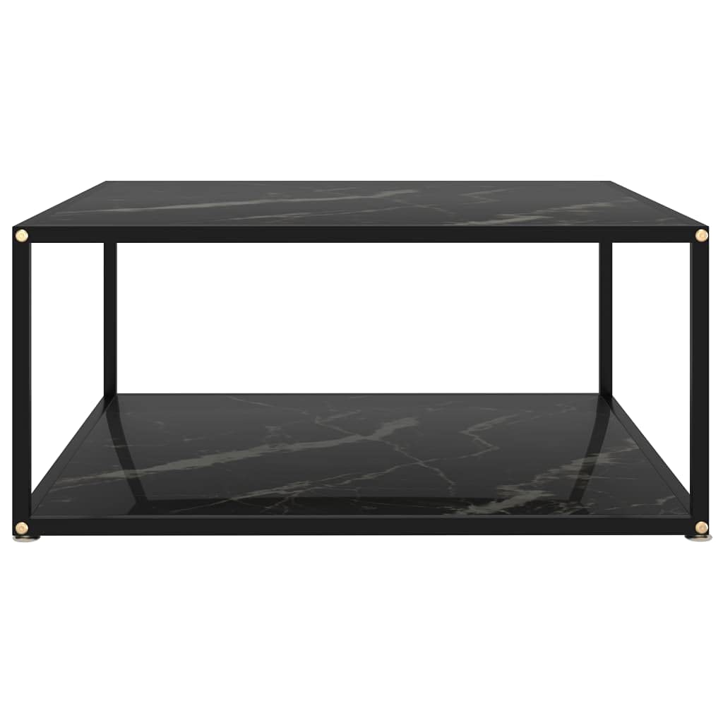 Modern Coffee Table with Tempered Glass Top & Storage Shelf - 2-Tier Powder-Coated Steel Frame End Table for Living Room, Bedroom - 31.5