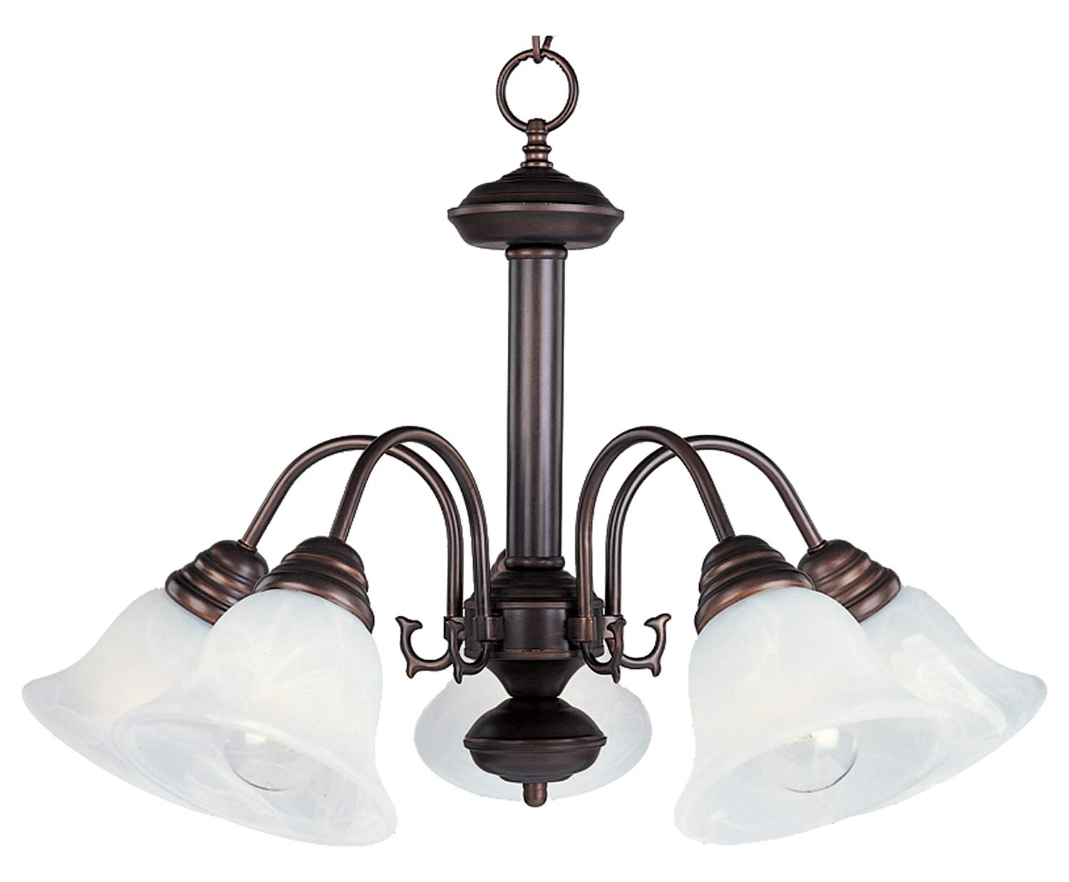 5-Light Oil Rubbed Bronze Chandelier with Marble Glass Shades - Elegant Dining Room & Foyer Lighting Fixture
