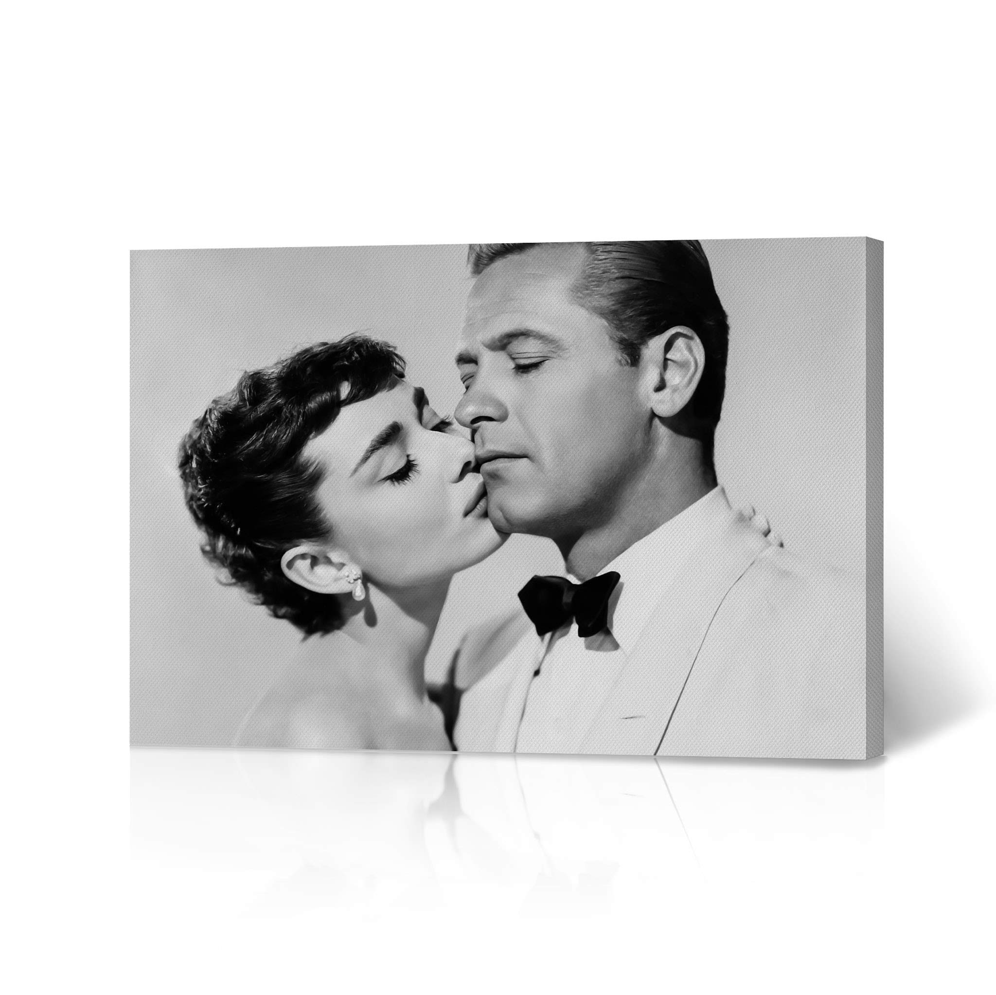 Vintage Audrey Hepburn & William Holden Sabrina 1954 Movie Canvas Wall Art Print - Premium 24x36 Inch Wall Decor for Bedroom & Living Room - Made in USA - Perfect for Classic Film Lovers & Home Theater Decor