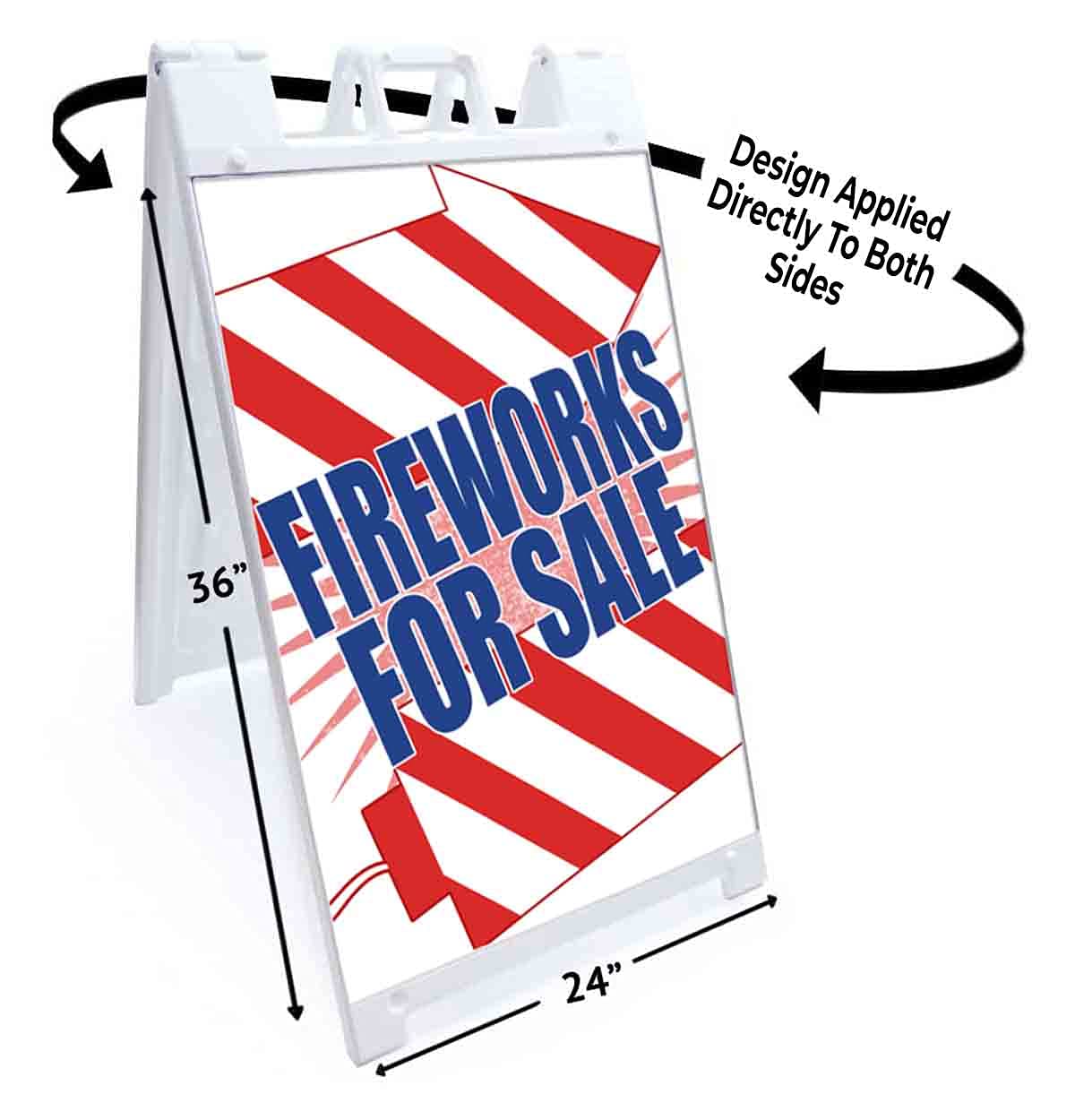 24x36 Inch Fireworks for Sale - Standard A-Frame Signicade with Pre-Applied Decal | Outdoor Events, Parties & Holiday Celebrations