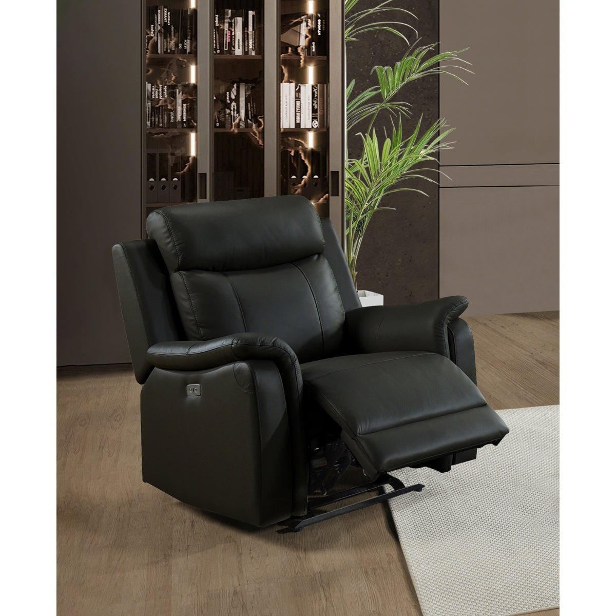 Premium Cyrus Black Power Glider Recliner Chair - Electric Lift Massage with USB Ports - Modern Comfort for Living Room, Home Theater & Nursery (Black)