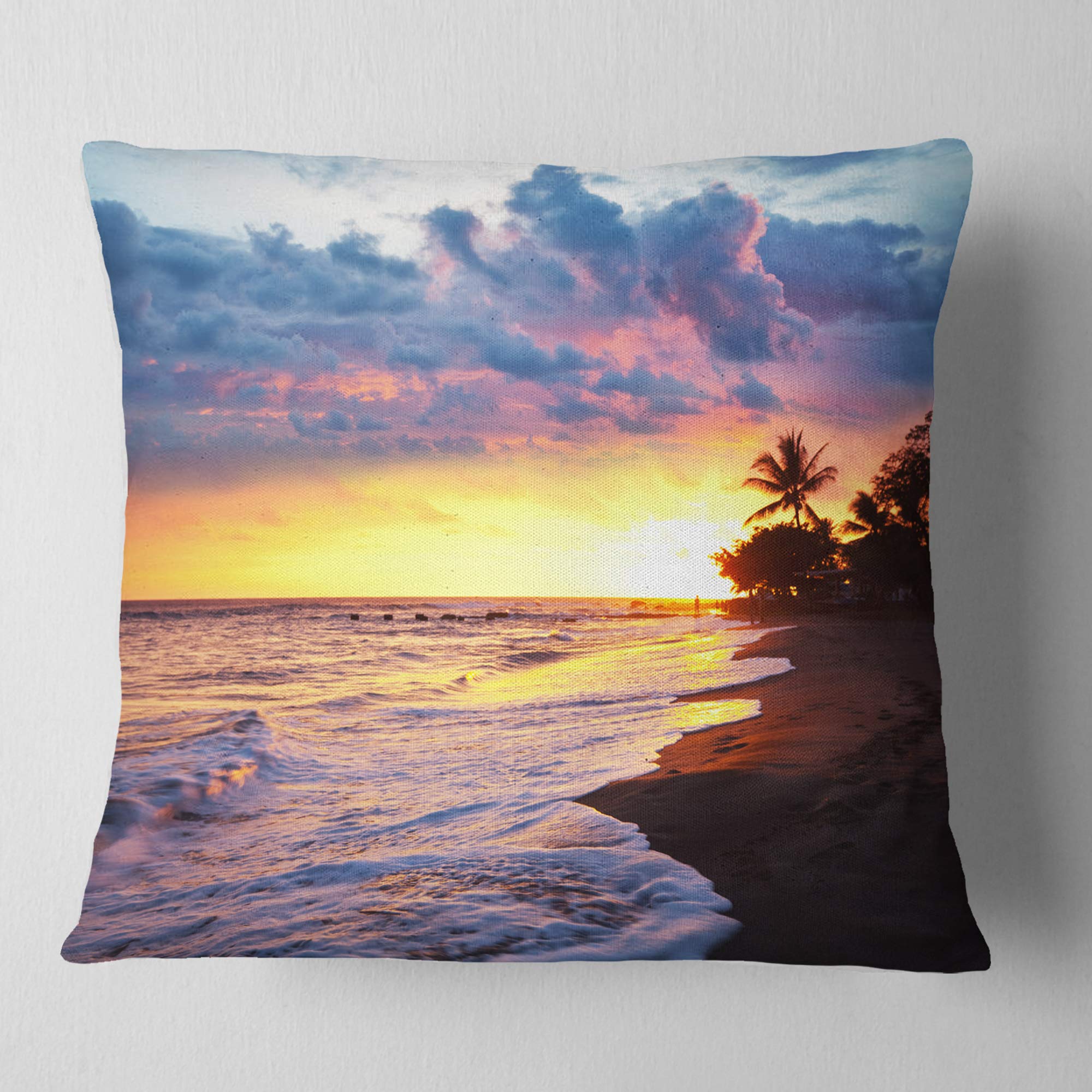 DesignQ CU12816 18x18 Inch Yellow Decorative Pillow Cushion for Sofa, Bed & Home Decor - Soft Square Throw Pillow for Living Room, Bedroom
