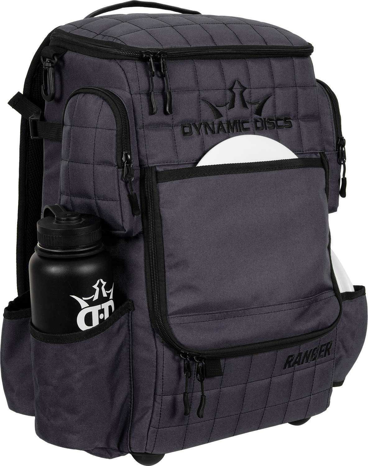 DD DYNAMIC DISCS Ranger Disc Golf Backpack - 18+ Disc Capacity with Large Main Compartment & On-Deck Putter Pouch (Holds 2 Putters) - Heather Charcoal - Perfect for Tournament Play & Outdoor Disc Golf Adventures