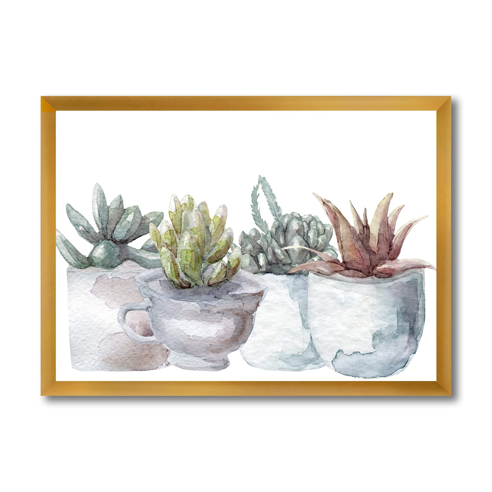DesignQ Cactus and Succulent House Plants IV Farmhouse Framed Wall Art - Perfect for Home Decor, Living Room, Bedroom & Office - Unique Botanical Print for Plant Lovers
