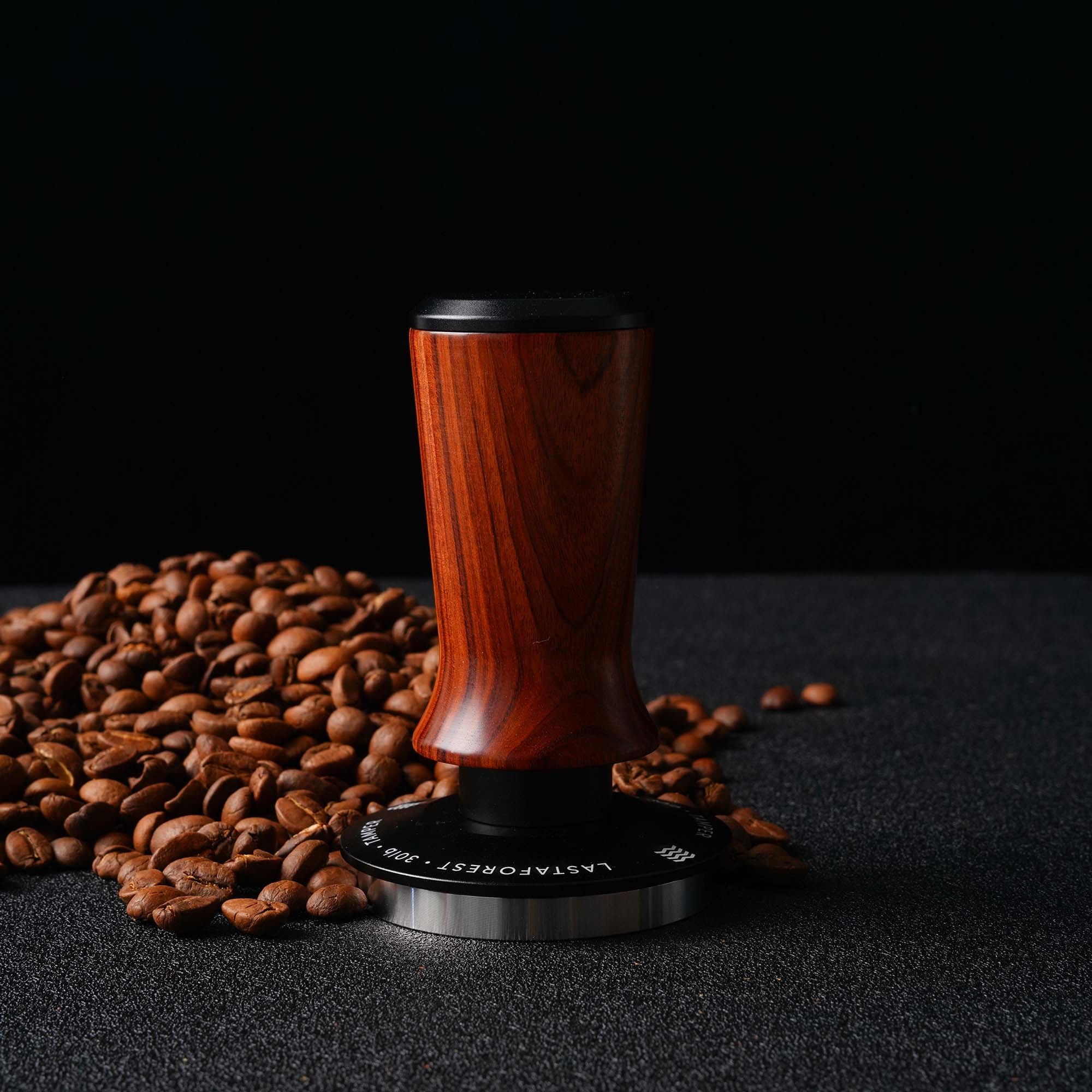 Lastaforest Spring Loaded Coffee Tamper with Ergonomic Wood Handle - Perfect for Espresso, French Press & Home Baristas