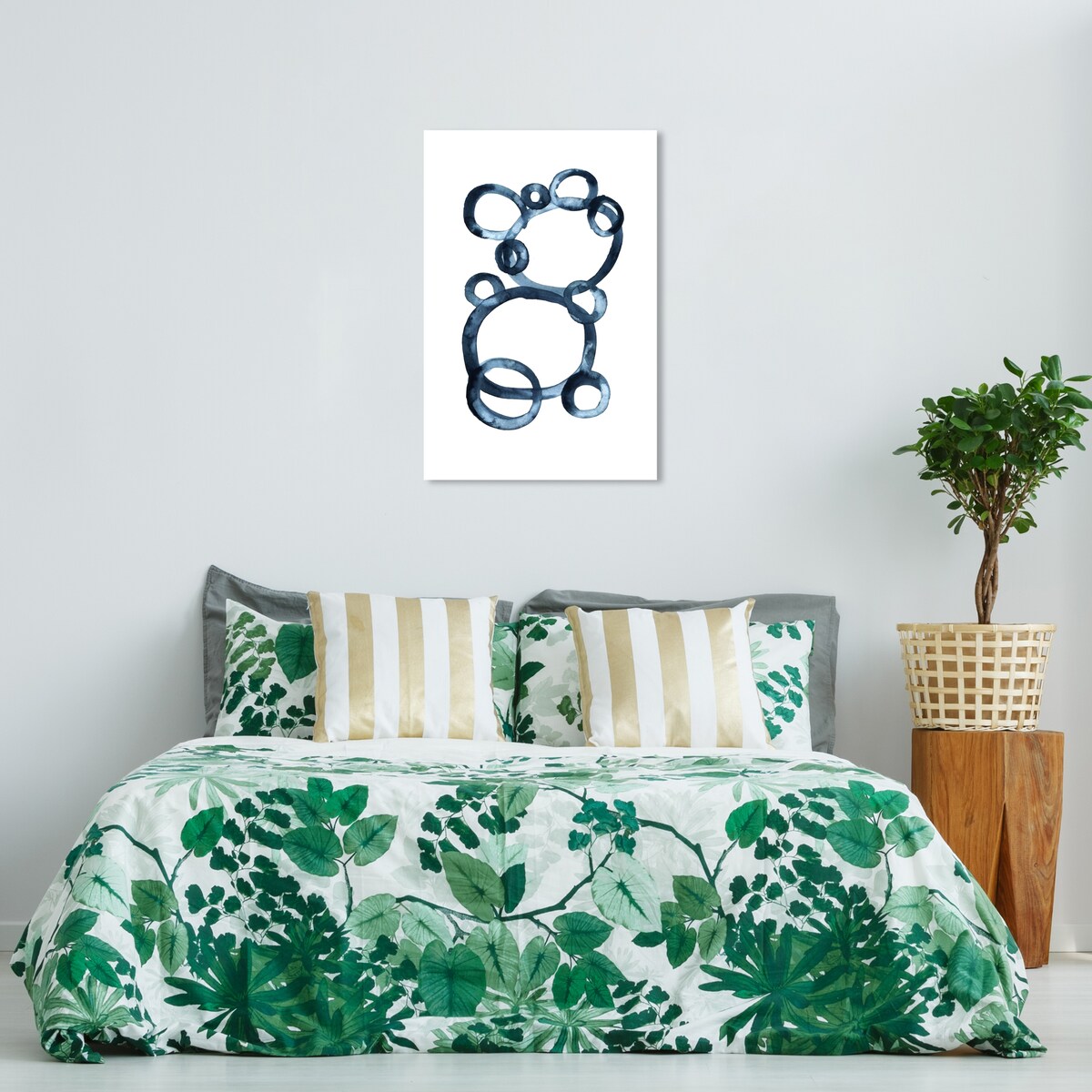 Bear Bubbles Modern Baby Bear Fingerpainted Art - Contemporary White Canvas Wall Print for Nursery & Boys Room Decor - Perfect for Baby Showers, Kids Bedrooms & Playroom Wall Art