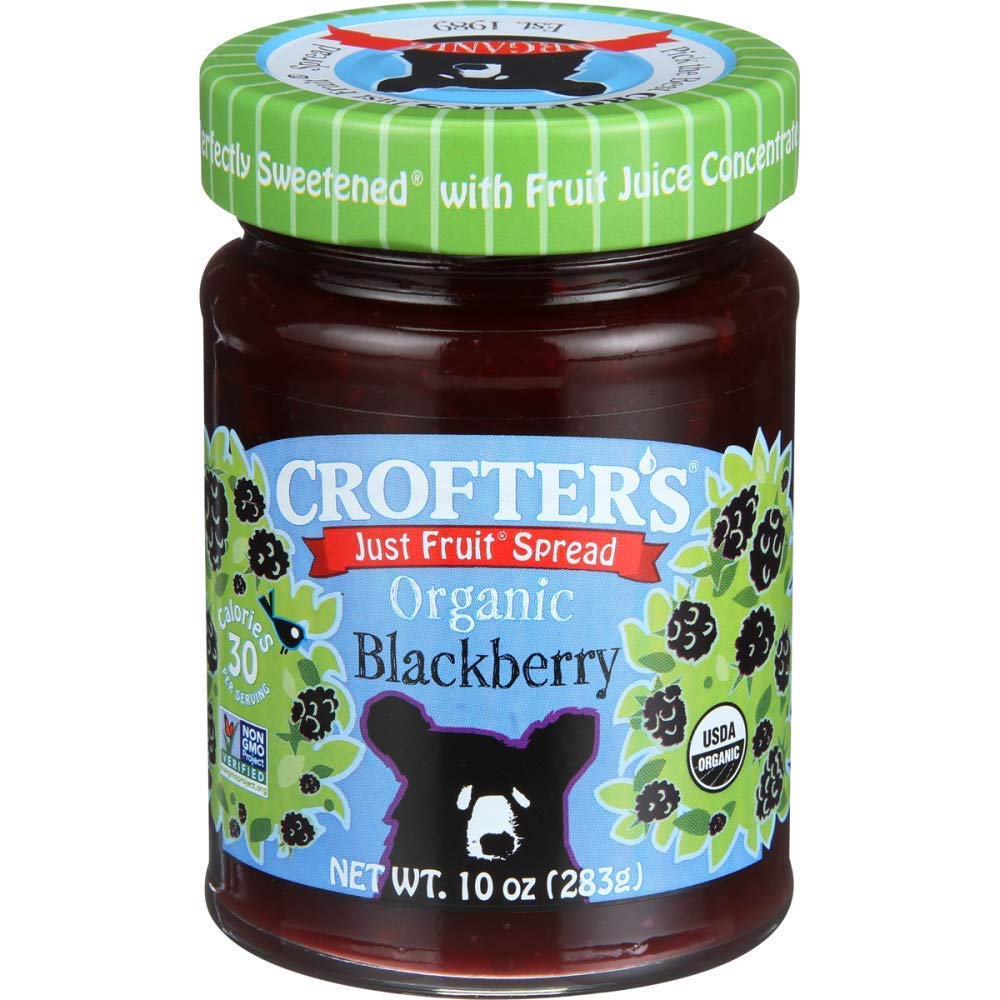 Crofters Organic Blackberry Fruit Spread - 10 oz Jar | All-Natural, No Added Sugar | Perfect for Toast, Yogurt & Desserts